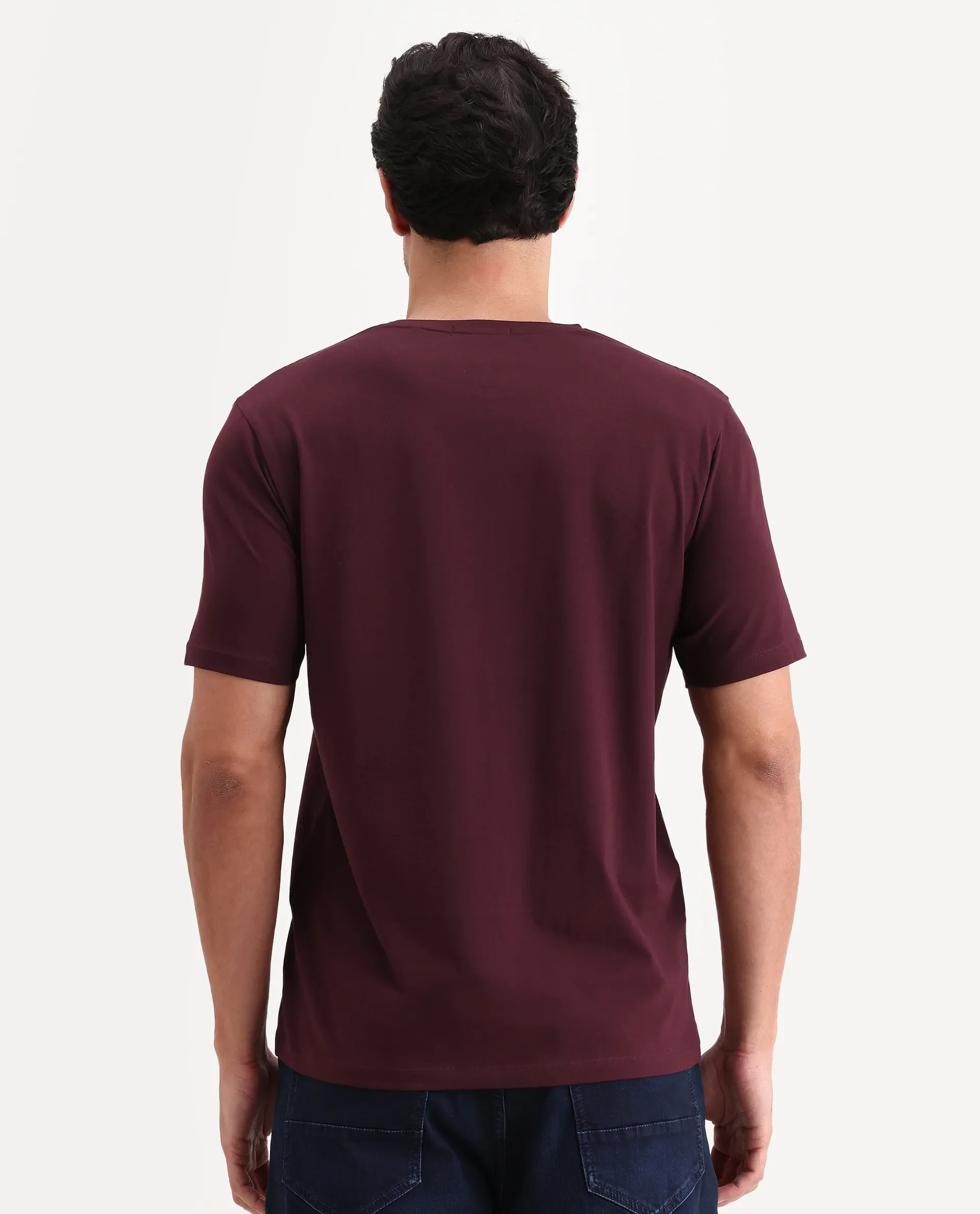 Rare Rabbit Men's Grap Maroon Cotton Blend Fabric Half Sleeve Crew Neck Regular Fit Graphic Print T-Shirt - Image 7