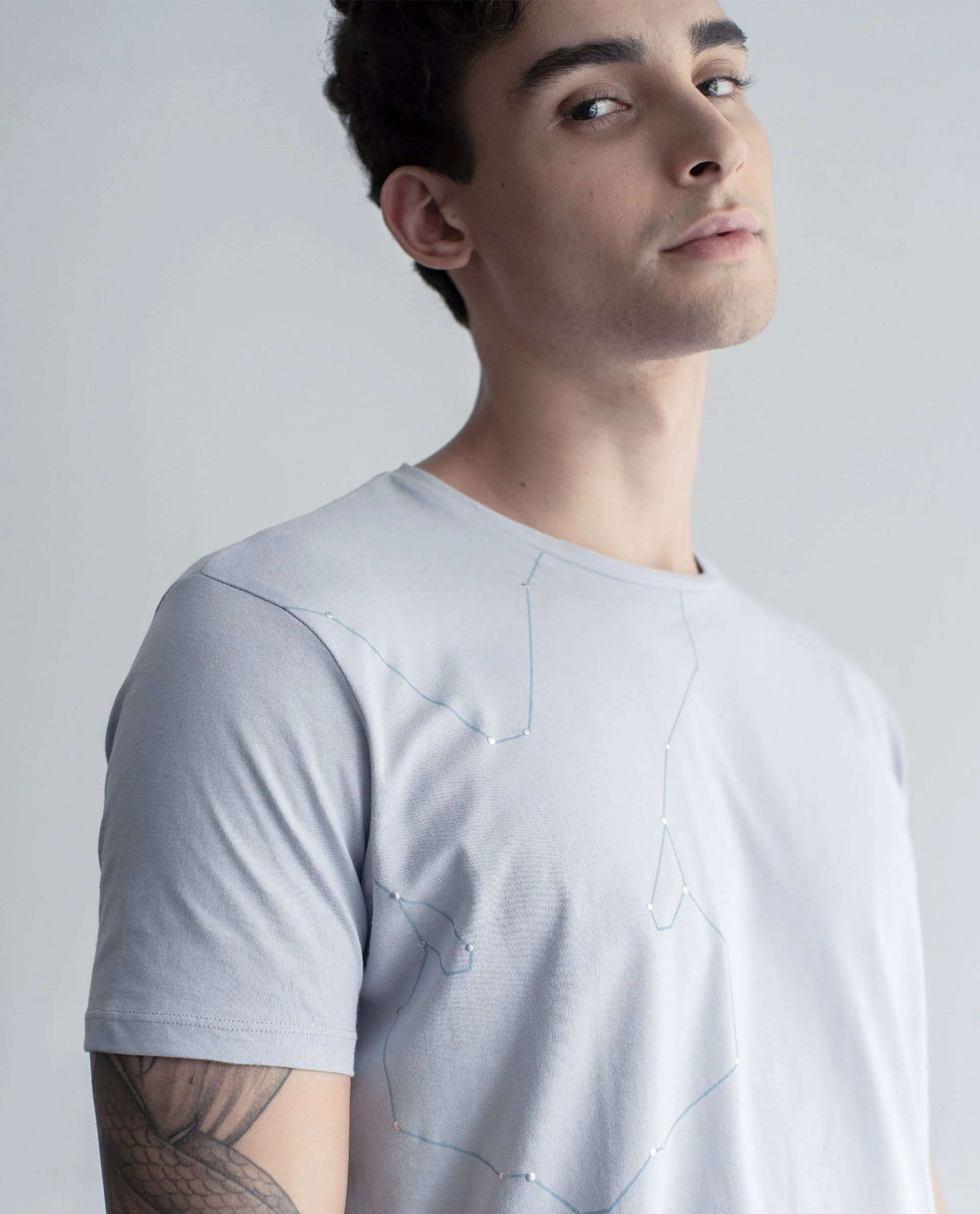 Rare Rabbit Men's Graph Blue Cotton Graphic Print Slim Fit Half Sleeve Crew Neck T-Shirt - Image 2