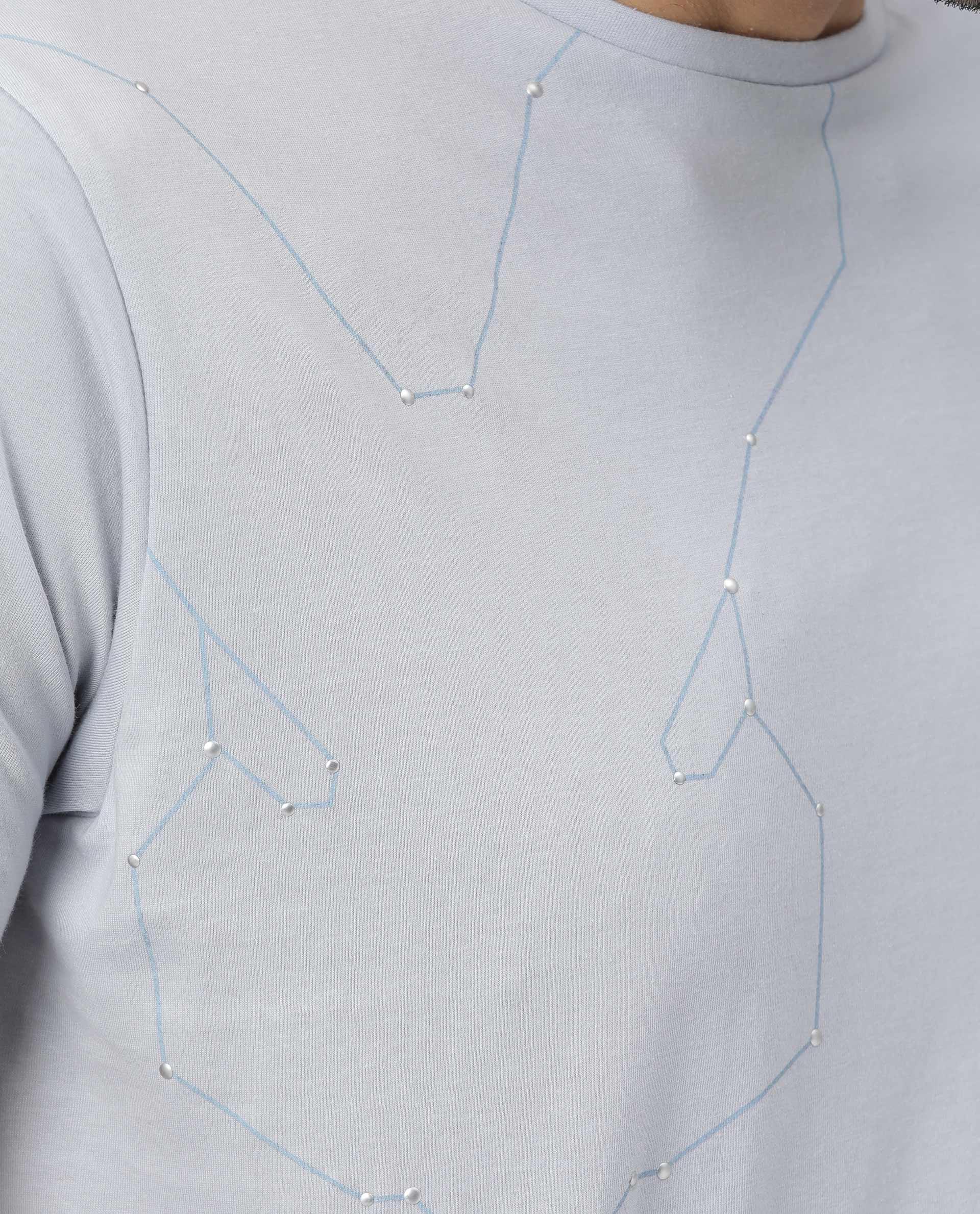 Rare Rabbit Men's Graph Blue Cotton Graphic Print Slim Fit Half Sleeve Crew Neck T-Shirt - Image 6