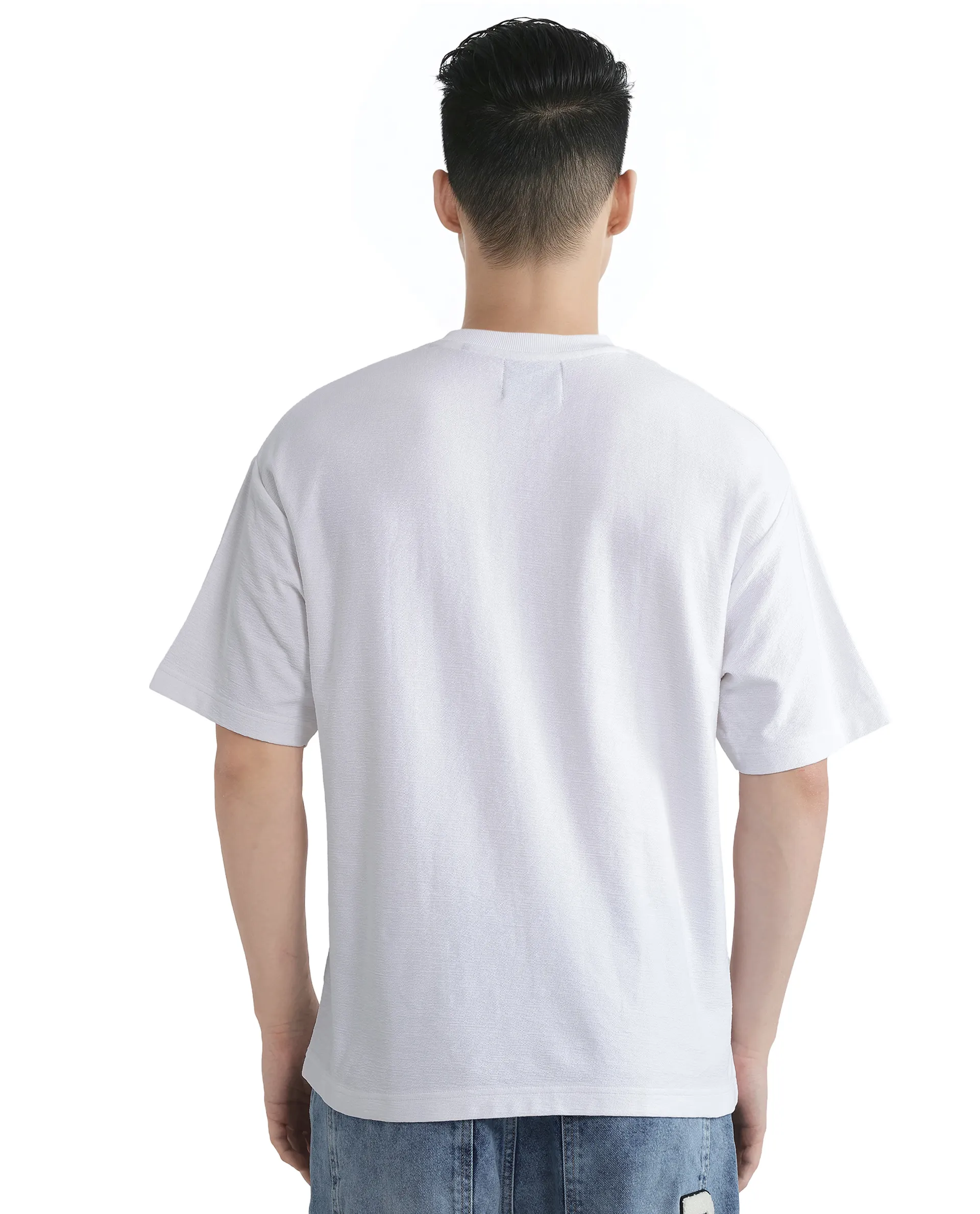 Rare Rabbit Men's Graw White Cotton Hd Print Oversized Fit Half Sleeve Crew Neck T-Shirt - Image 8
