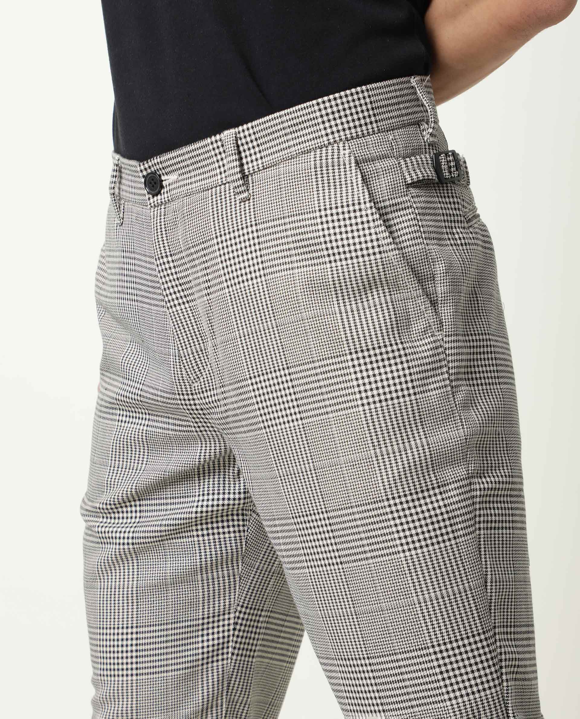 Rare Rabbit Men's Grayson Black Viscose Checked Print Slim Fit Trouser - Image 2