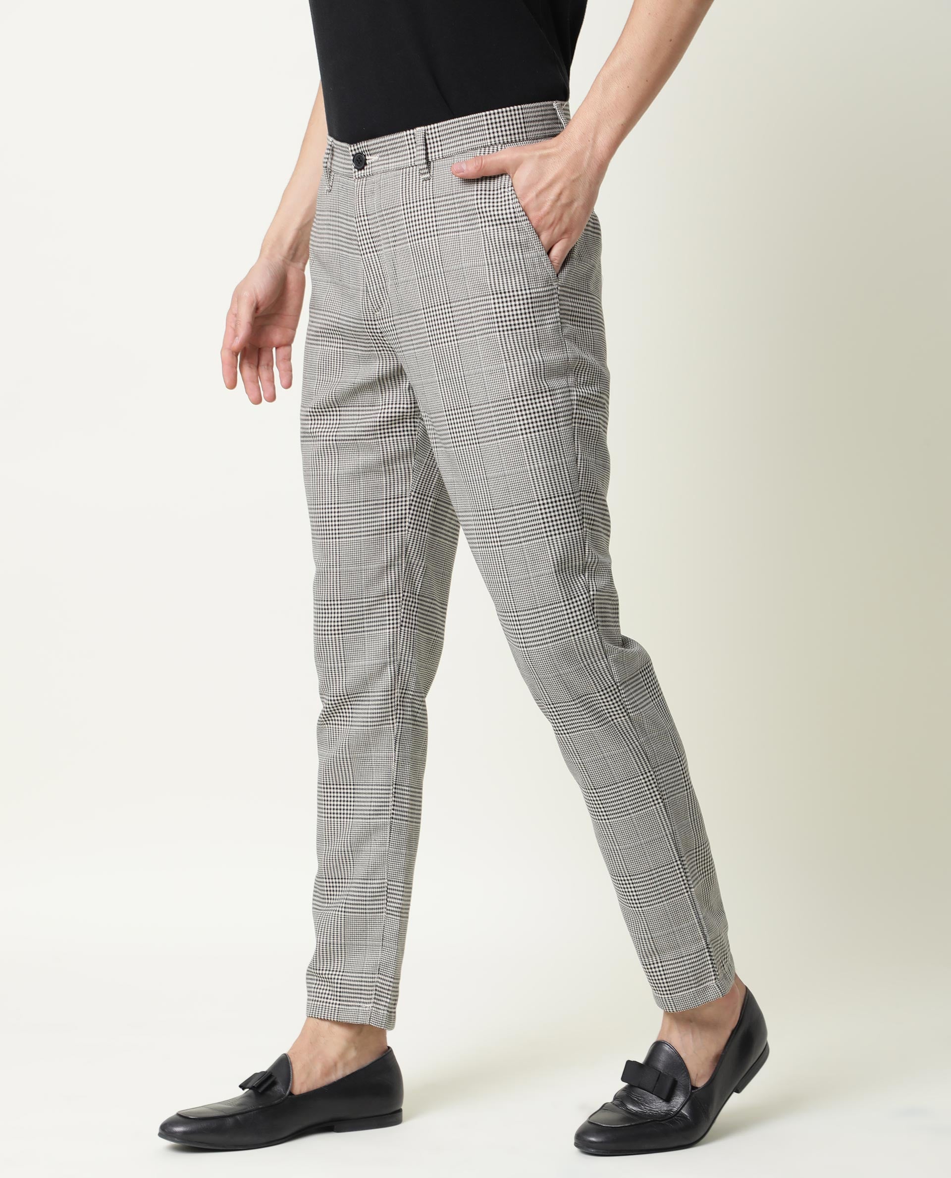 Rare Rabbit Men's Grayson Black Viscose Checked Print Slim Fit Trouser - Image 6