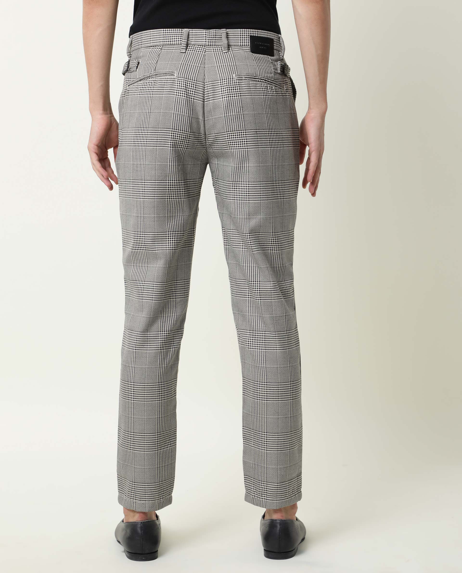 Rare Rabbit Men's Grayson Black Viscose Checked Print Slim Fit Trouser - Image 8