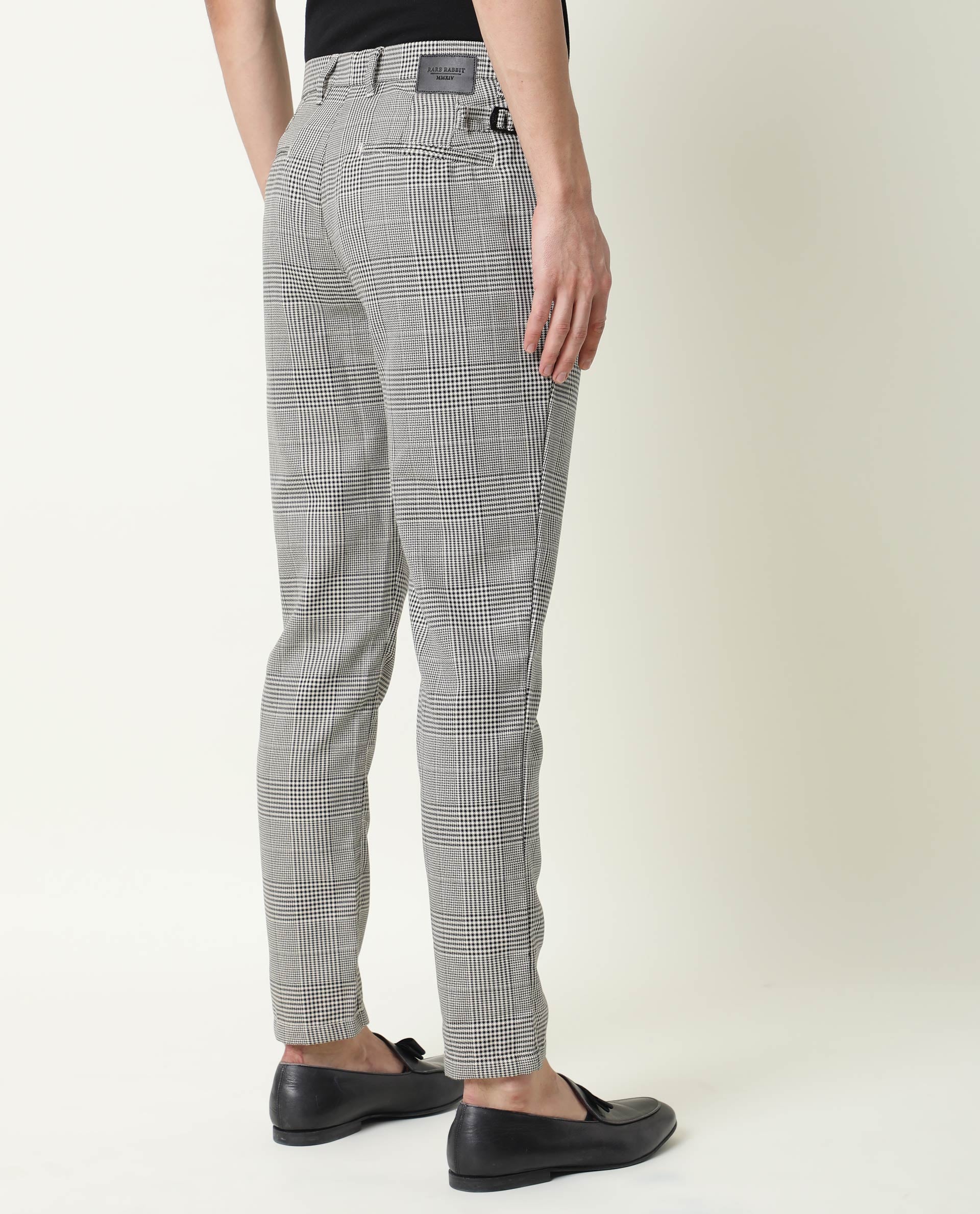 Rare Rabbit Men's Grayson Black Viscose Checked Print Slim Fit Trouser - Image 9
