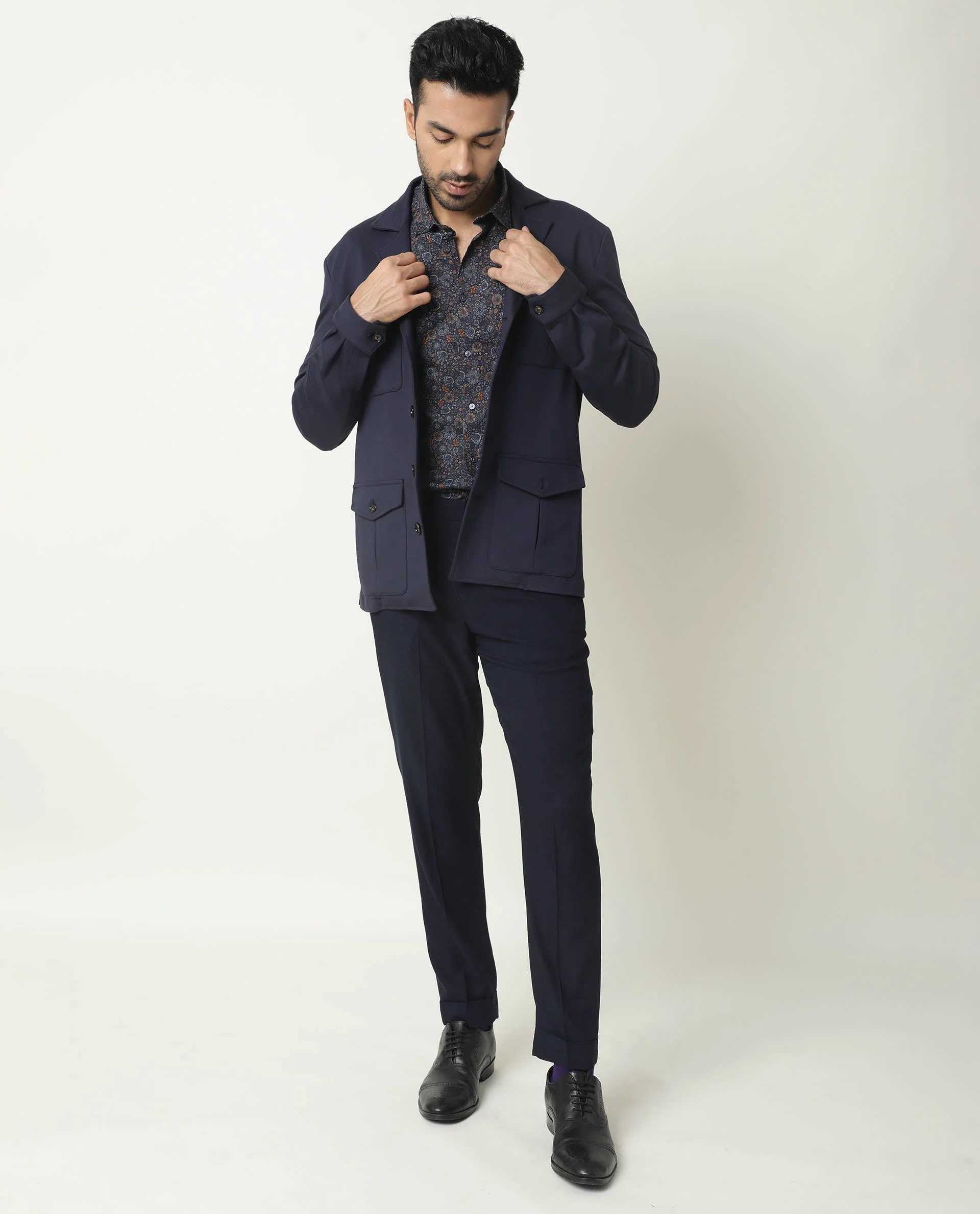 Rare Rabbit Men's Greatix Navy Cotton Regular Fit Full Sleeve Spread Collar Shirt - Image 10