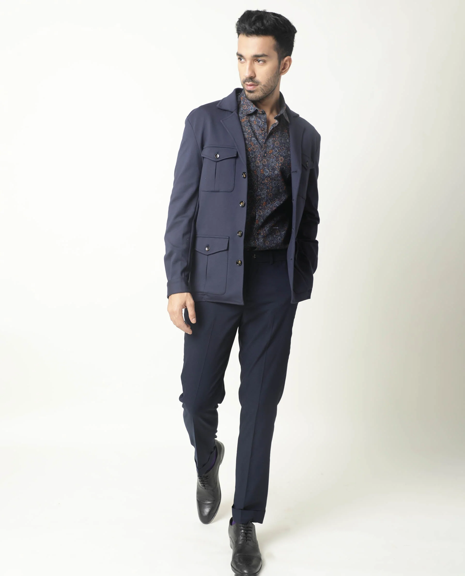 Rare Rabbit Men's Greatix Navy Cotton Regular Fit Full Sleeve Spread Collar Shirt - Image 11