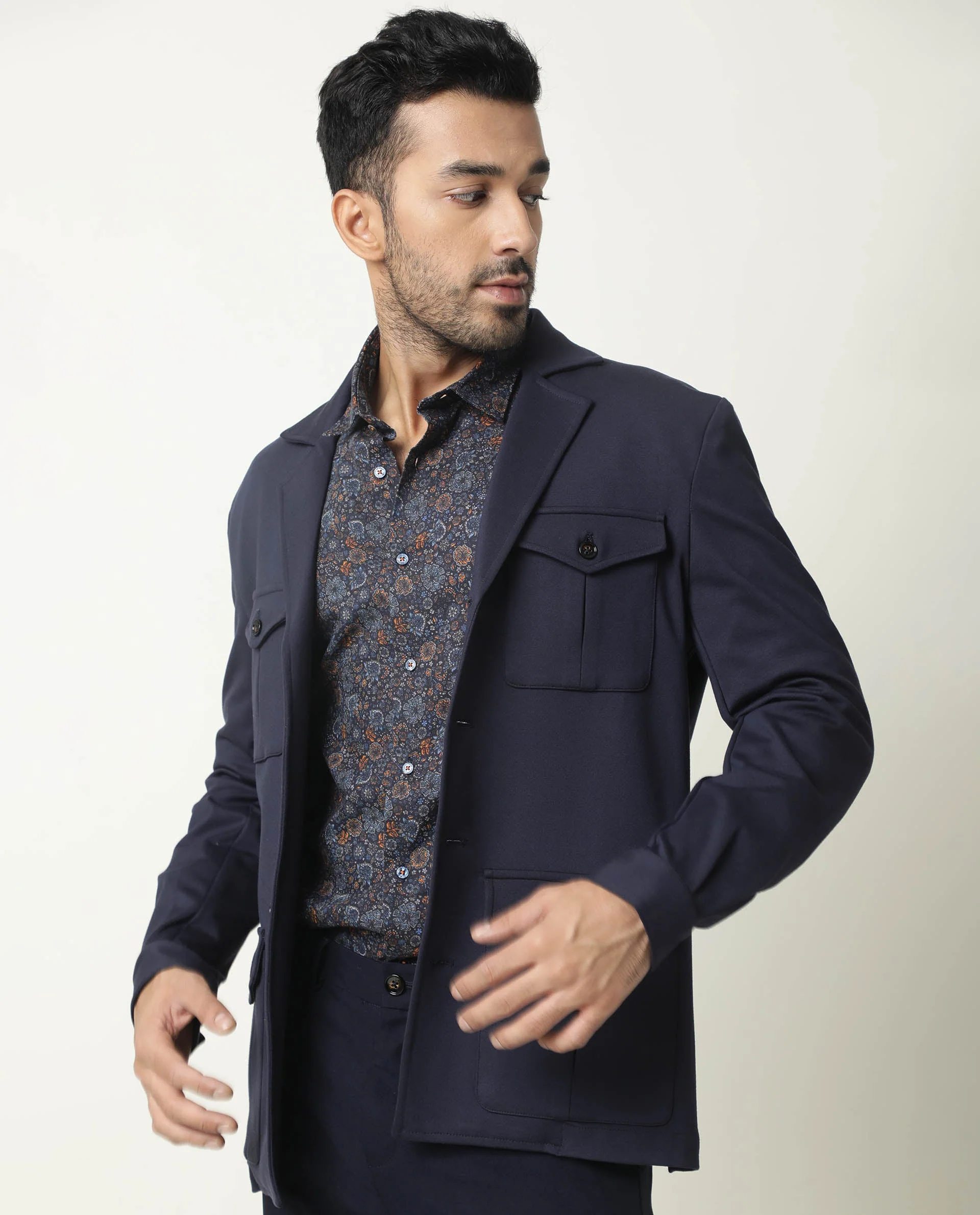 Rare Rabbit Men's Greatix Navy Cotton Regular Fit Full Sleeve Spread Collar Shirt - Image 12