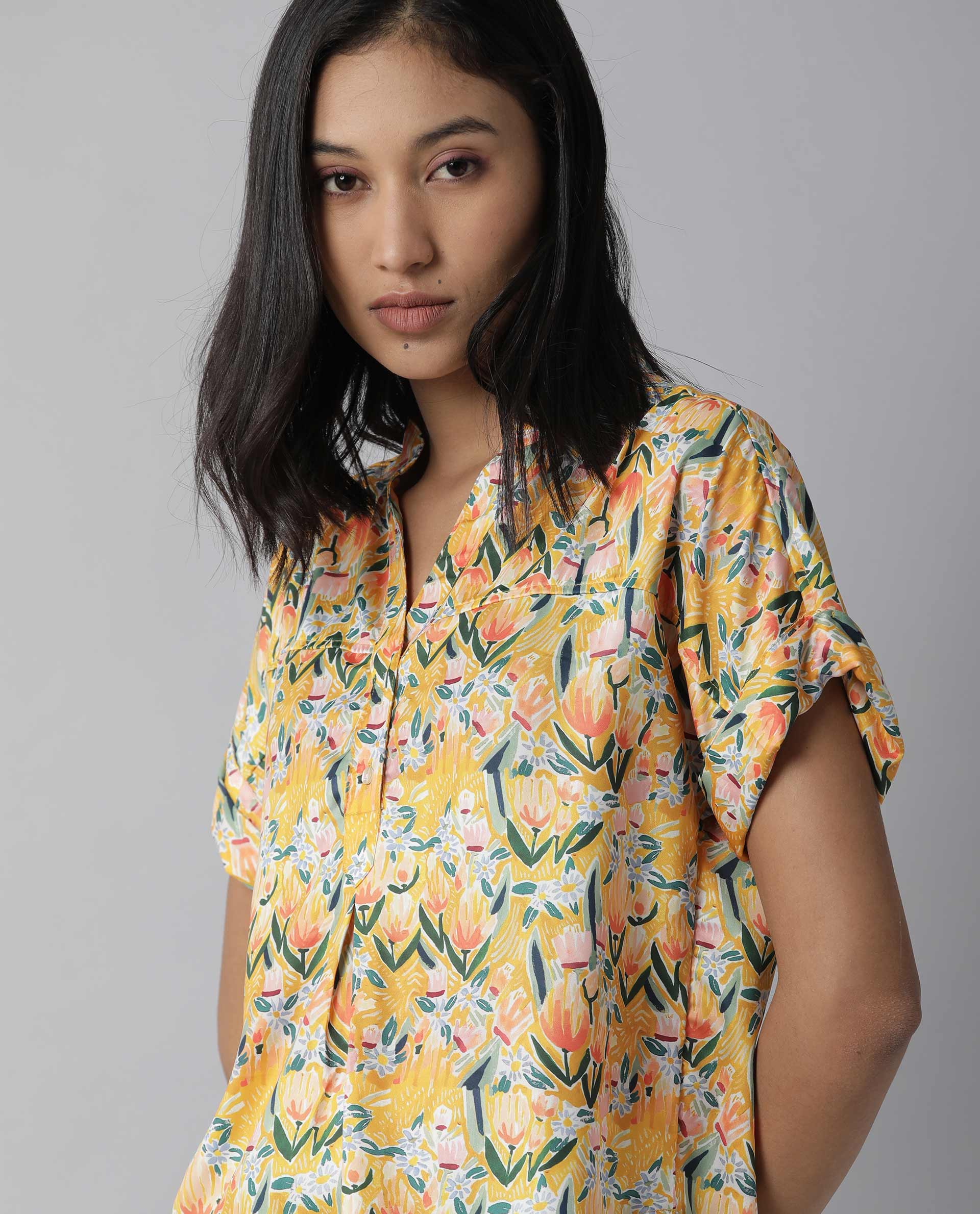 Rareism Women Greenage Yellow Top Short Sleeves Printed - Image 7