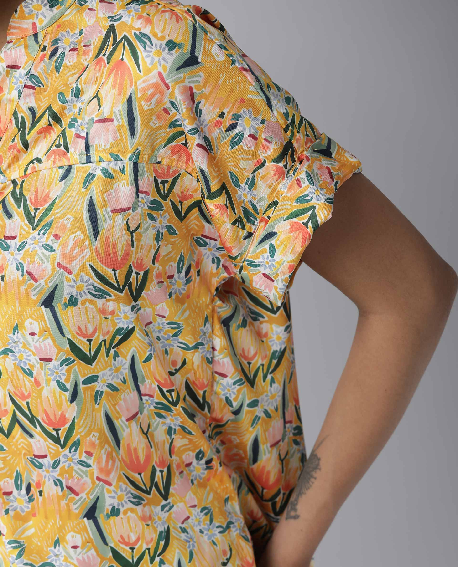 Rareism Women Greenage Yellow Top Short Sleeves Printed - Image 8