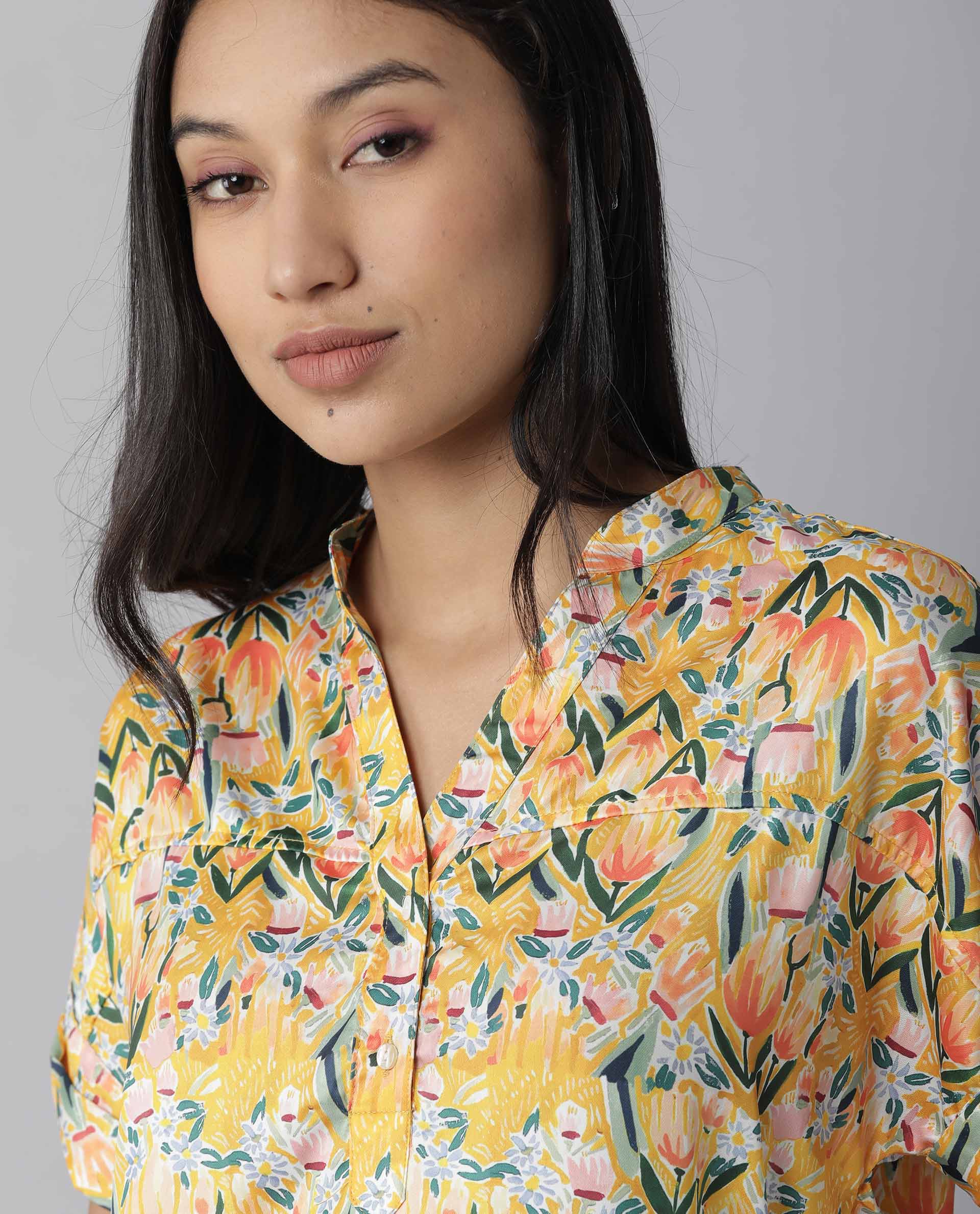 Rareism Women Greenage Yellow Top Short Sleeves Printed - Image 9