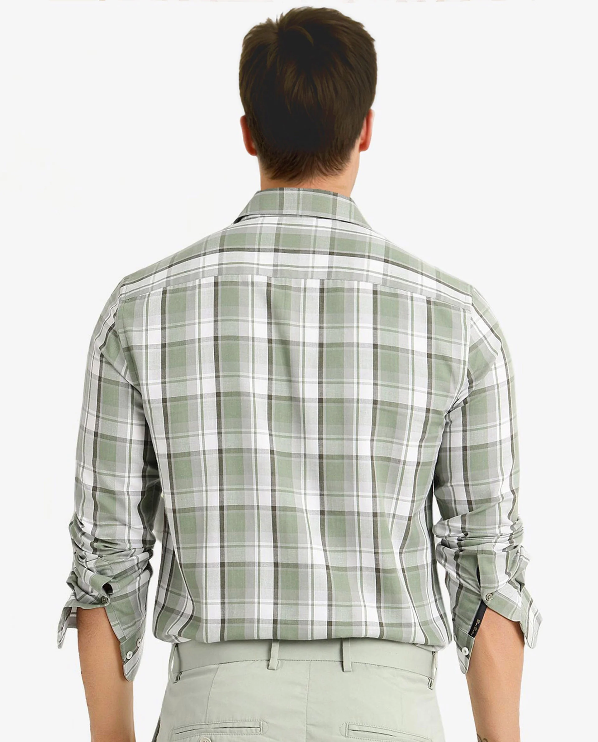 Rare Rabbit Men's Greg Green Cotton Checked Print Regular Fit Full Sleeve Collared Shirt - Image 5