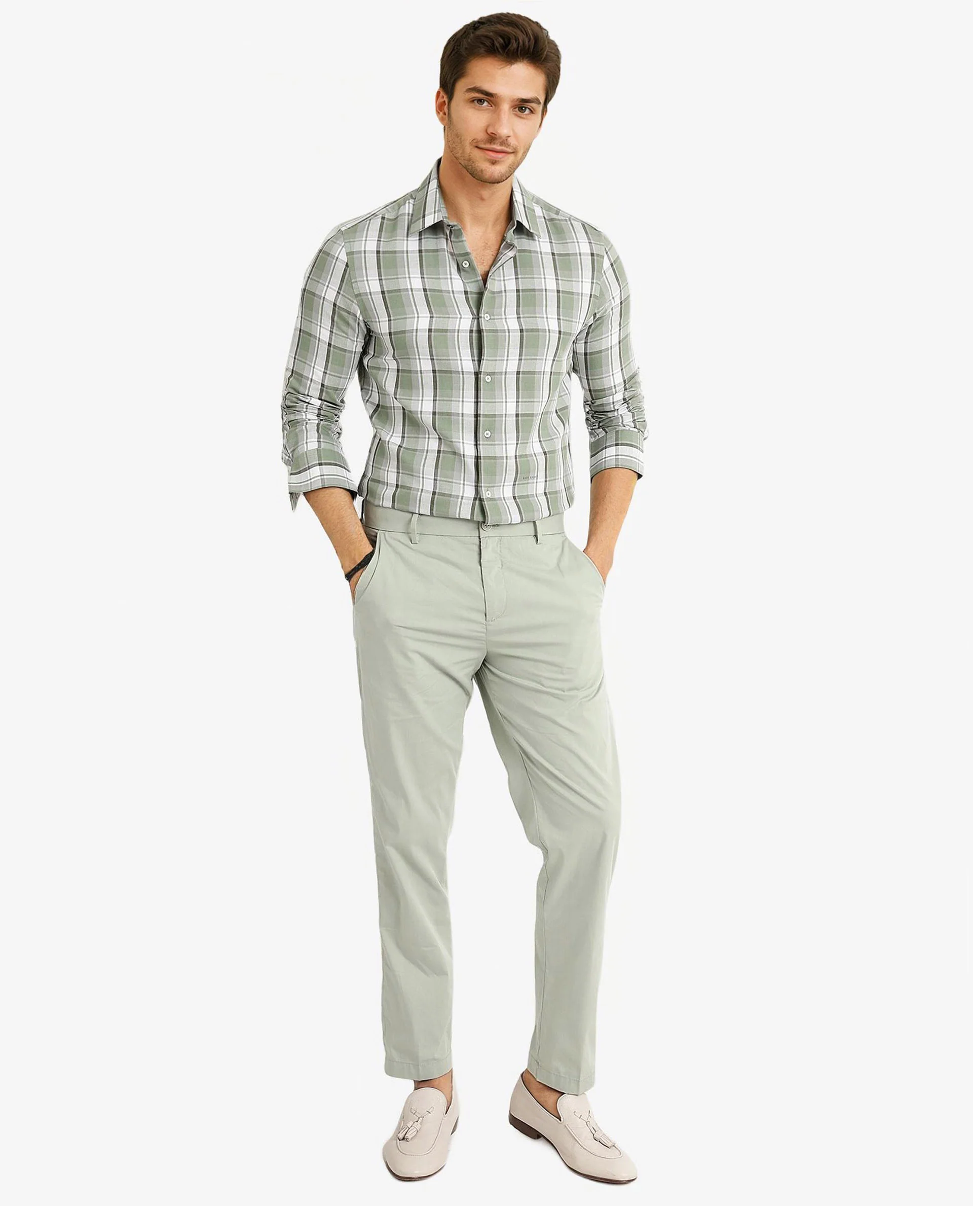 Rare Rabbit Men's Greg Green Cotton Checked Print Regular Fit Full Sleeve Collared Shirt - Image 7