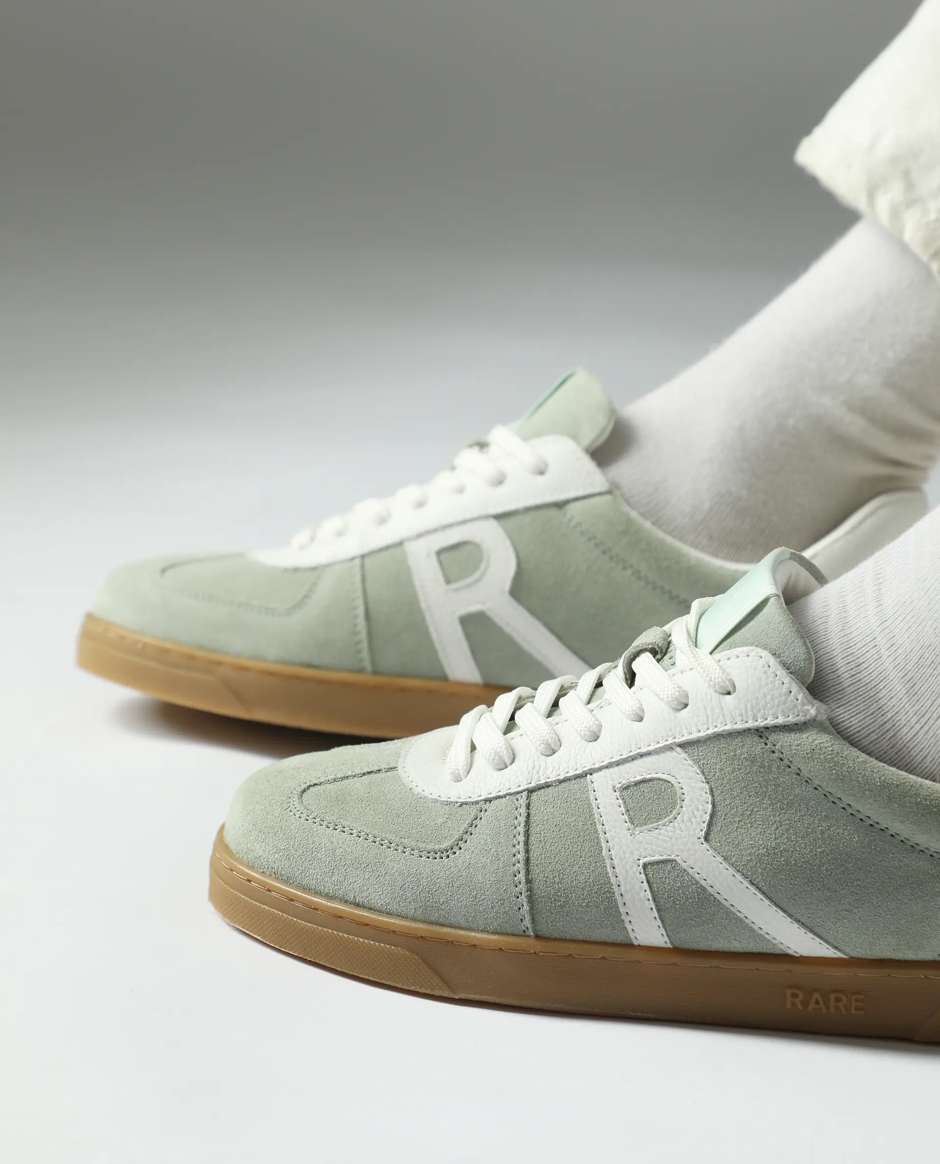 Rare Rabbit Men's Greg Light Sage Lace-Up Closure Suede Sneaker - Image 2