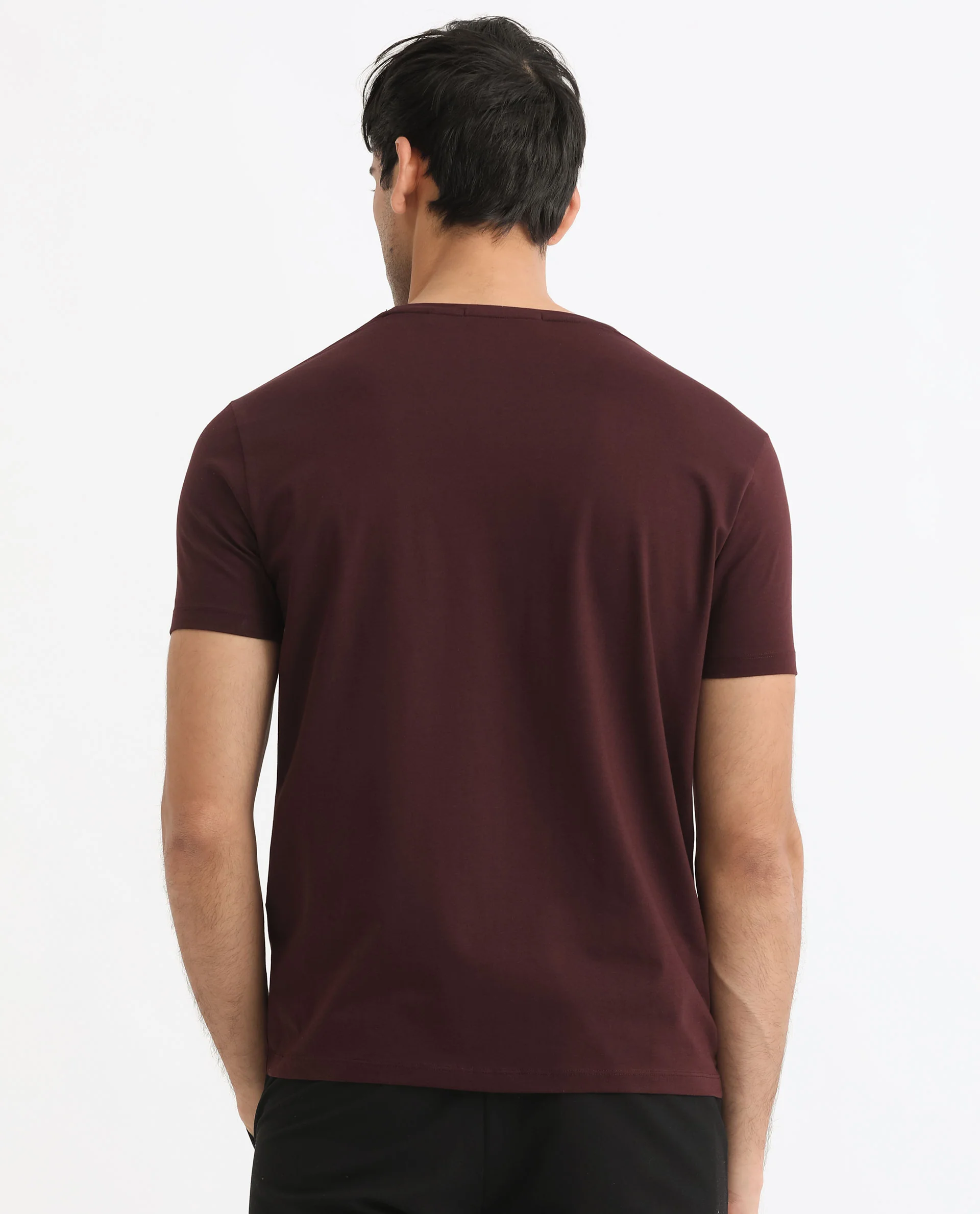 Rare Rabbit Men's Gregory Maroon Cotton Graphic Print Slim Fit Half Sleeve Crew Neck T-Shirt - Image 8