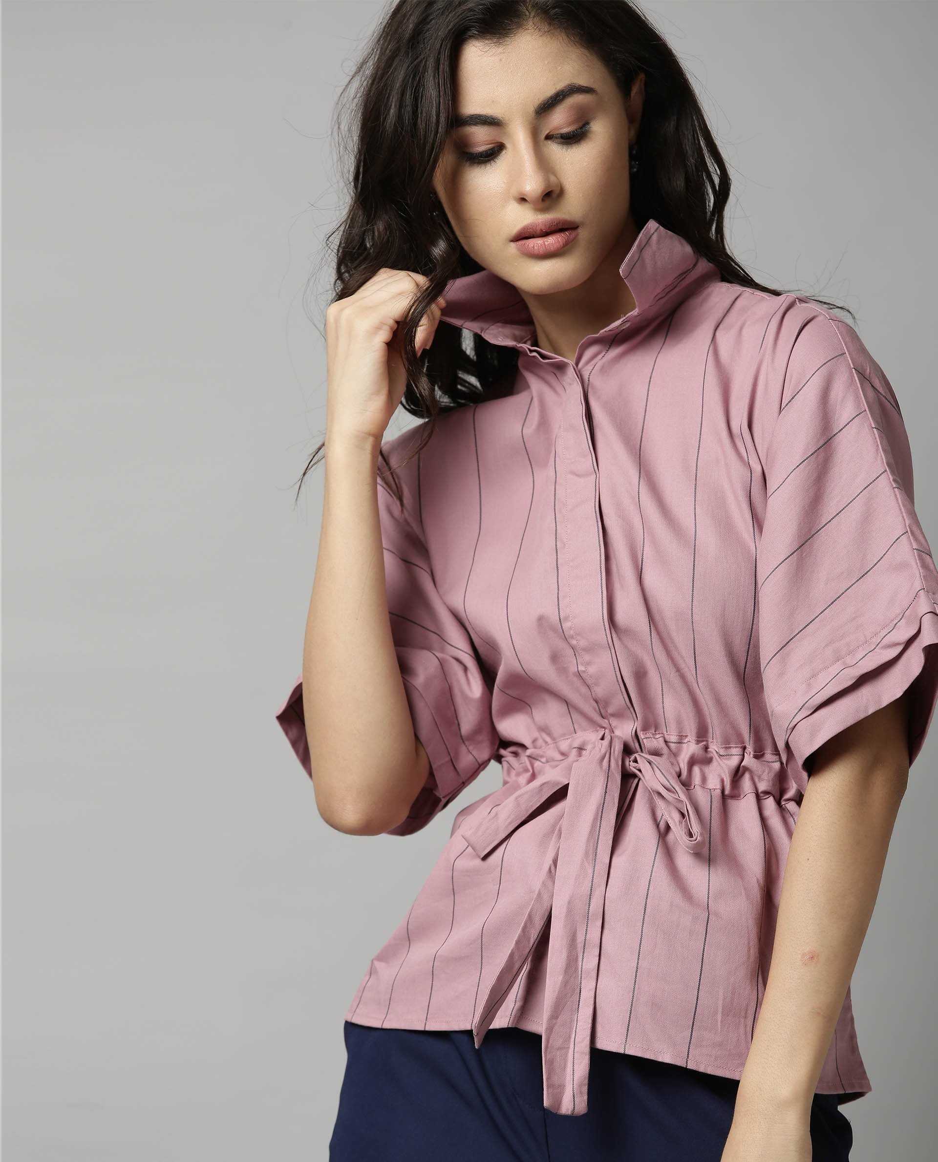 Rareism Women Grid Pink Top Short Sleeves - Image 5