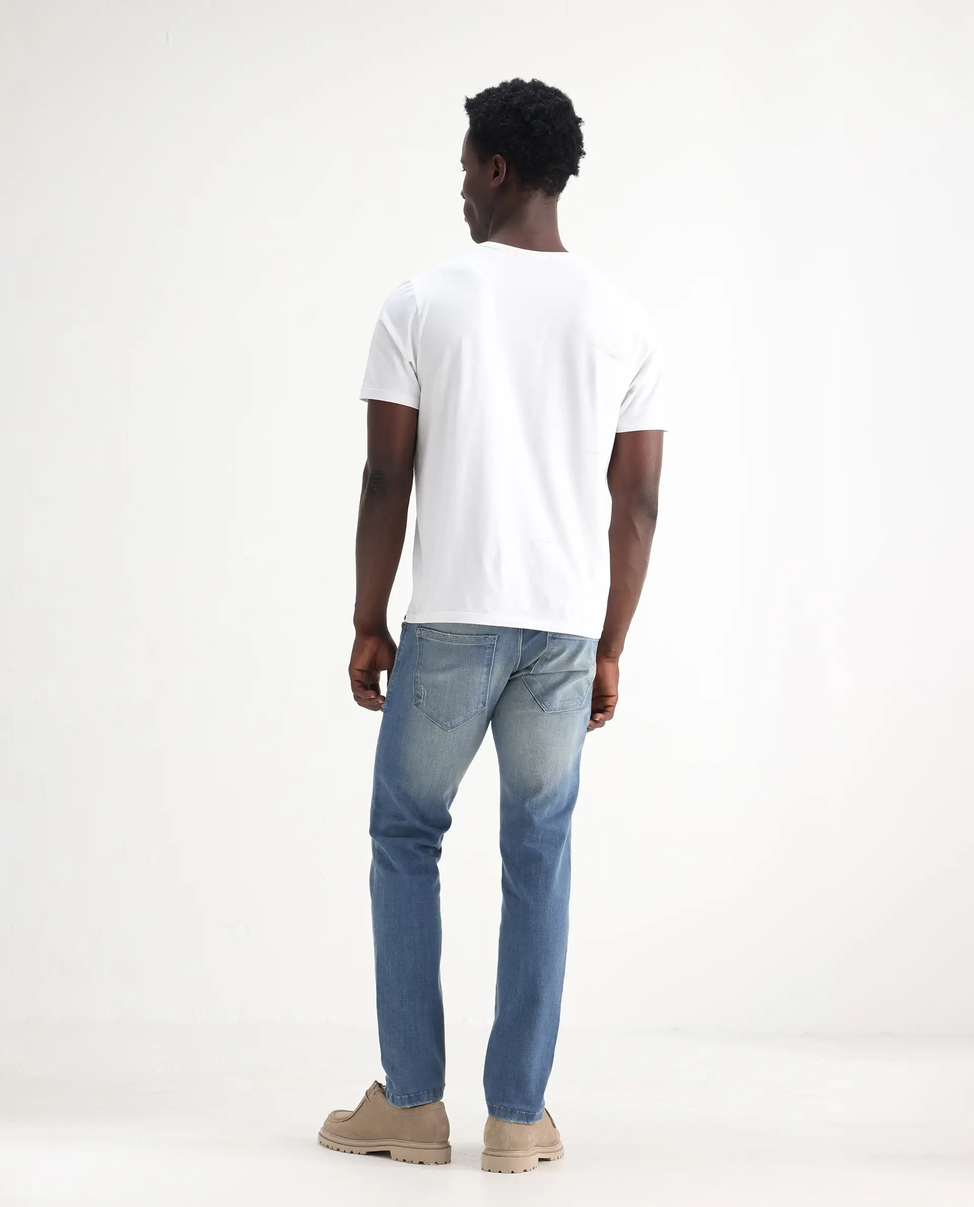 Rare Rabbit Men's Grimm Light Blue Cotton Plain Hawk Slim Fit Jeans - Image 9