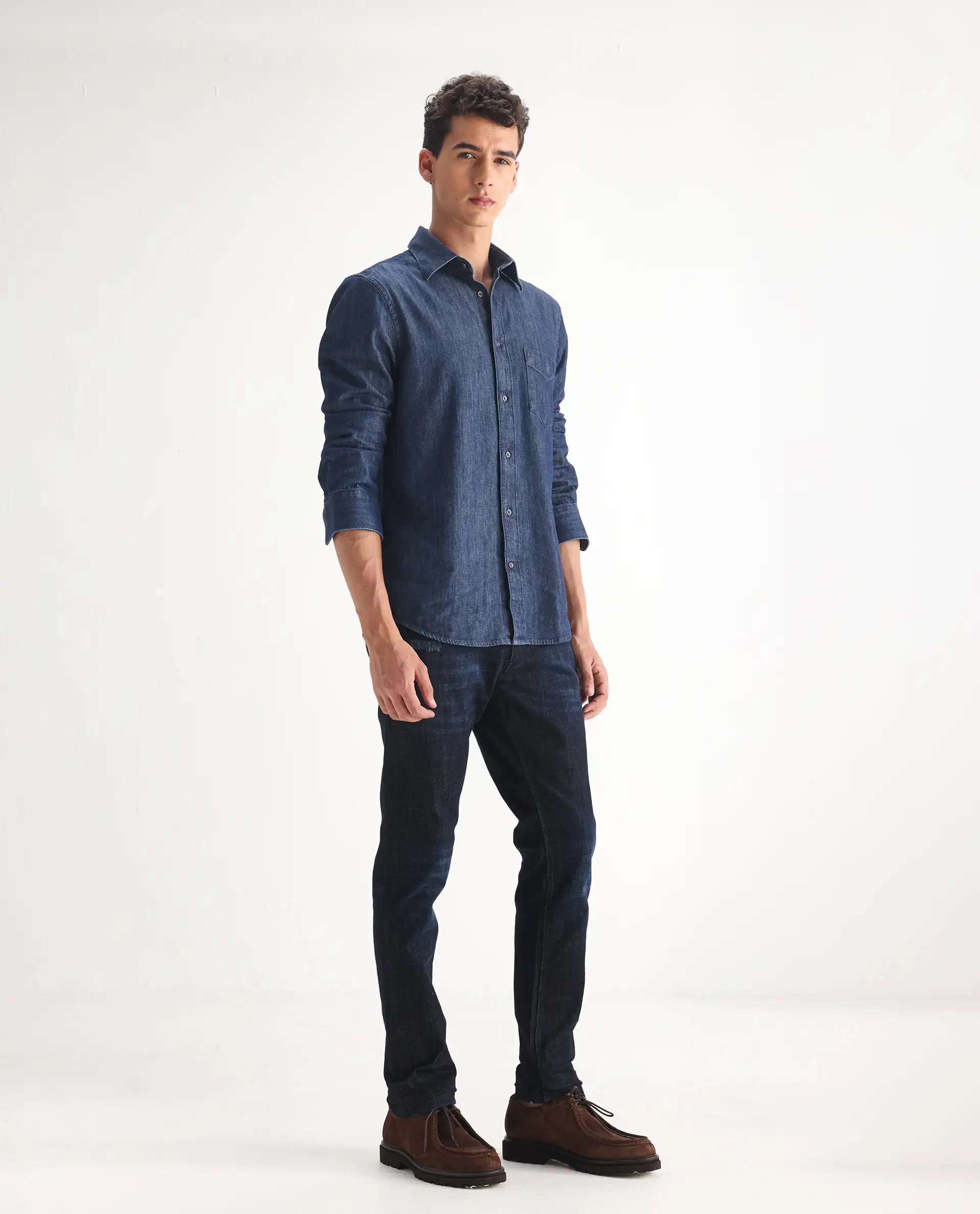Rare Rabbit Men's Grimm Navy Cotton Plain Hawk Slim Fit Jeans - Image 5