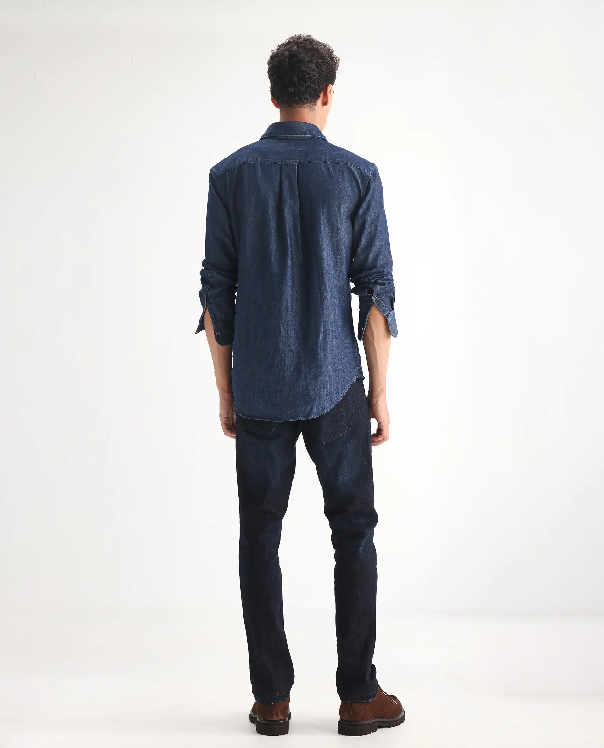Rare Rabbit Men's Grimm Navy Cotton Plain Hawk Slim Fit Jeans - Image 7