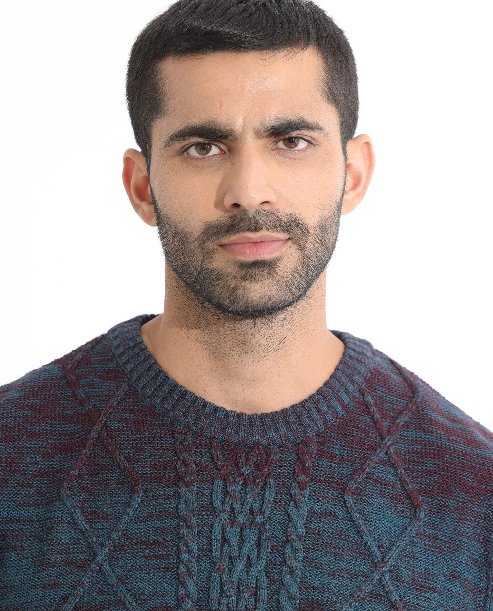 Rare Rabbit Men's Grindle Pink Acrylic Ombre Relaxed Fit Full Sleeve Crew Neck Sweater - Image 5