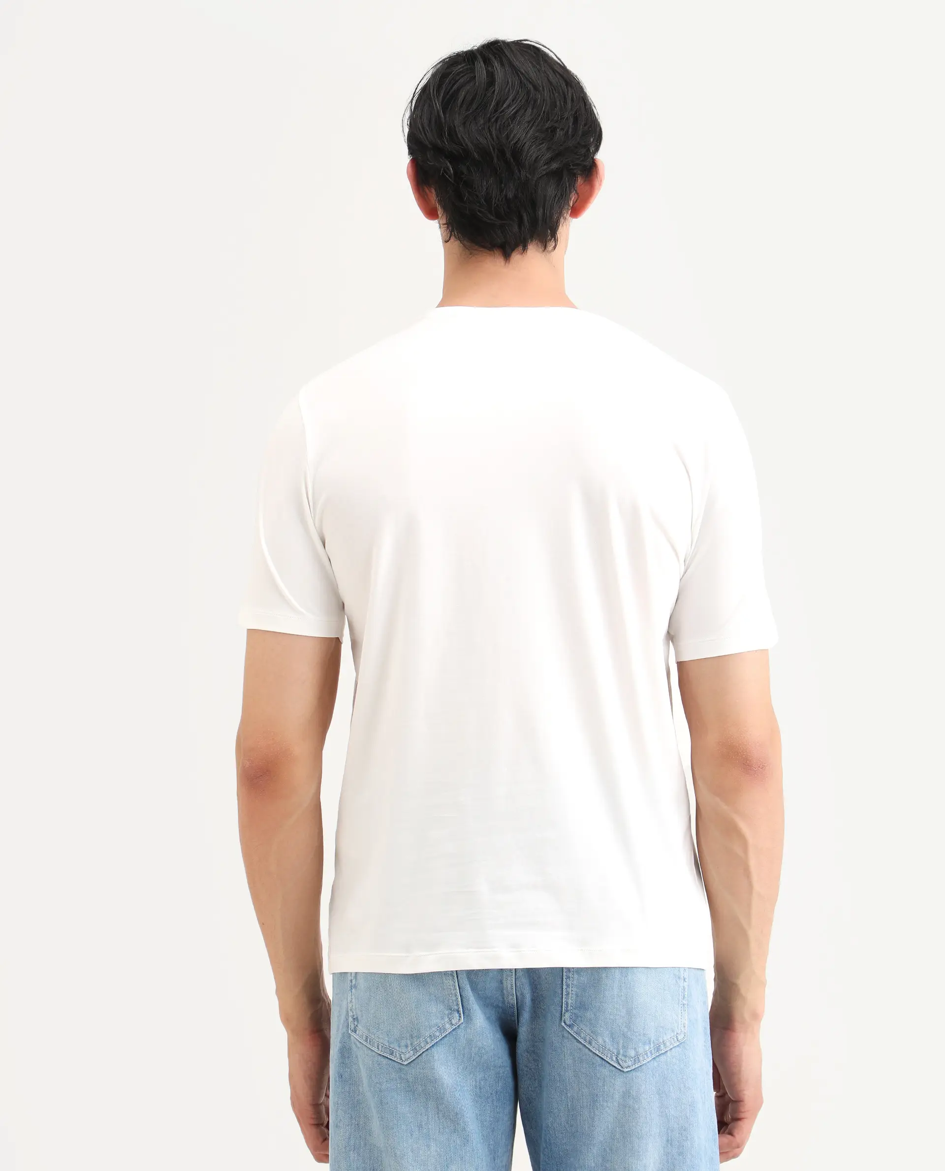 Rare Rabbit Men's Grit Off White Cotton Blend Fabric Half Sleeve Crew Neck Regular Fit Graphic Print T-Shirt - Image 8