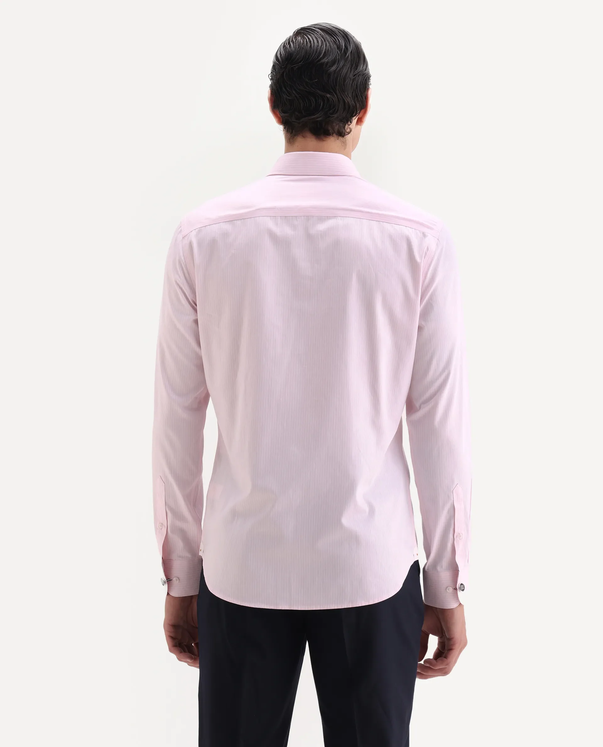 Rare Rabbit Men's Grol Pink Cotton Blend Fabric Collared Neck Regular Fit Striped Shirt - Image 6