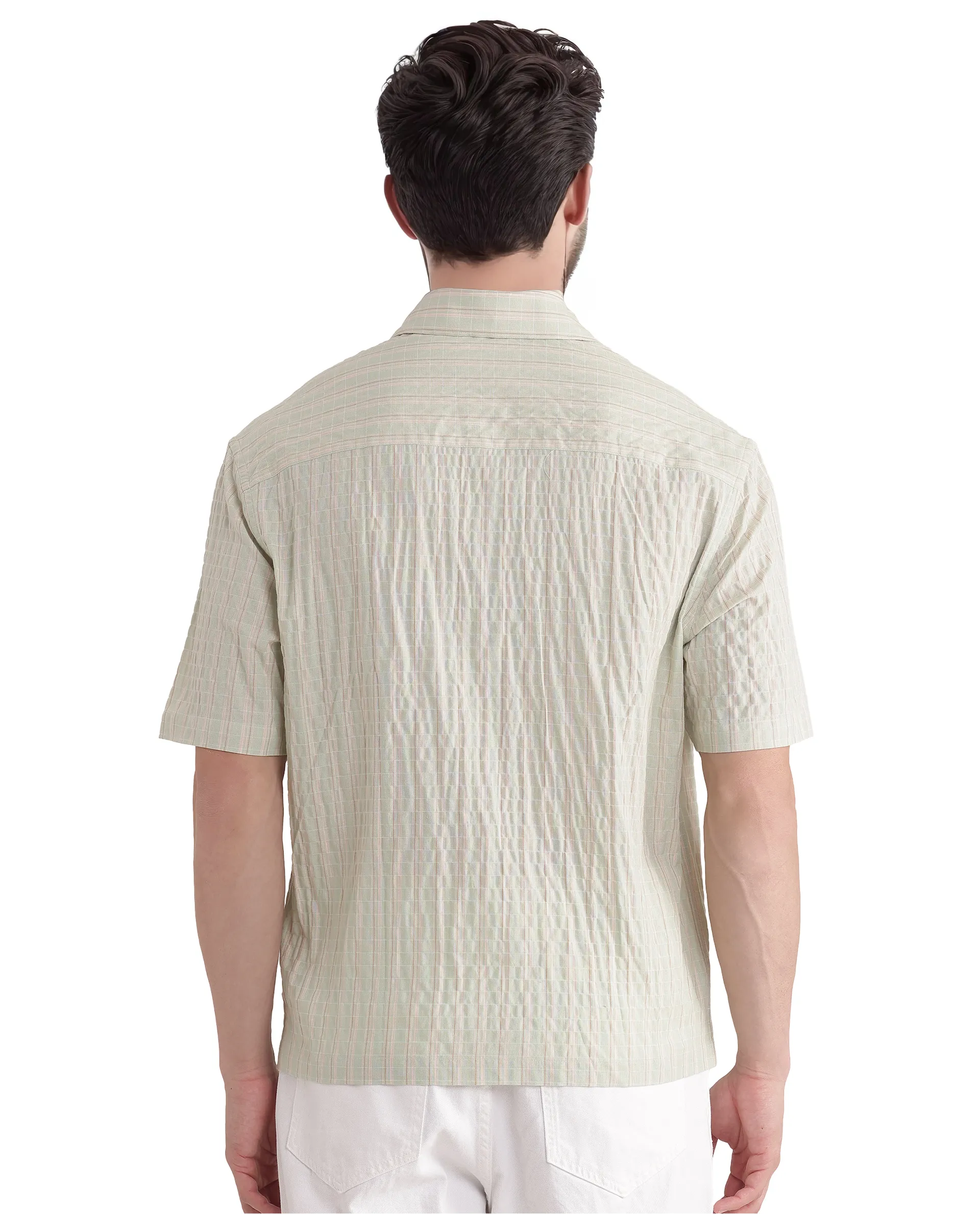 Rare Rabbit Men's Grolxan Pastel Green Cotton Striped Print Regular Fit Full Sleeve Collared Shirt - Image 7
