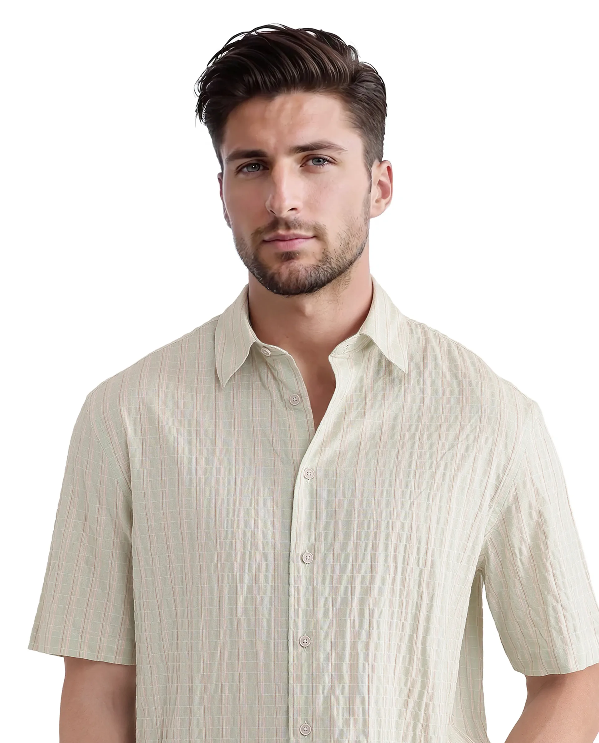 Rare Rabbit Men's Grolxan Pastel Green Cotton Striped Print Regular Fit Full Sleeve Collared Shirt - Image 8