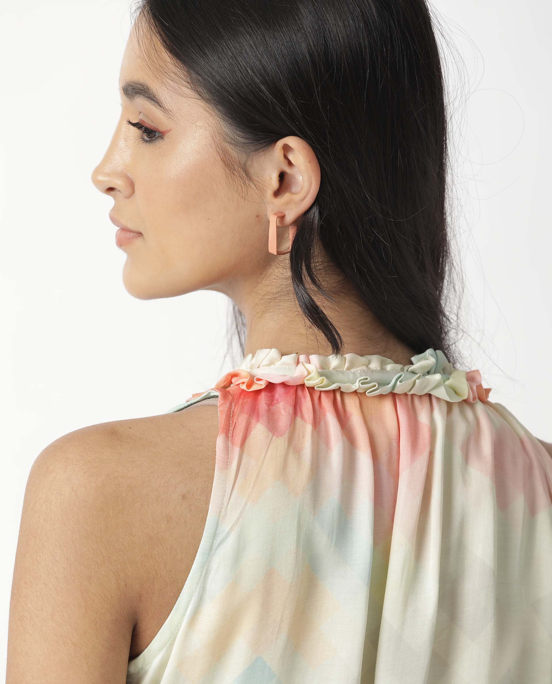 Rareism Women's Groot Offwhite Modal Tie-Up Neck Abstract Print Sleeveless Relaxed Fit Top - Image 15