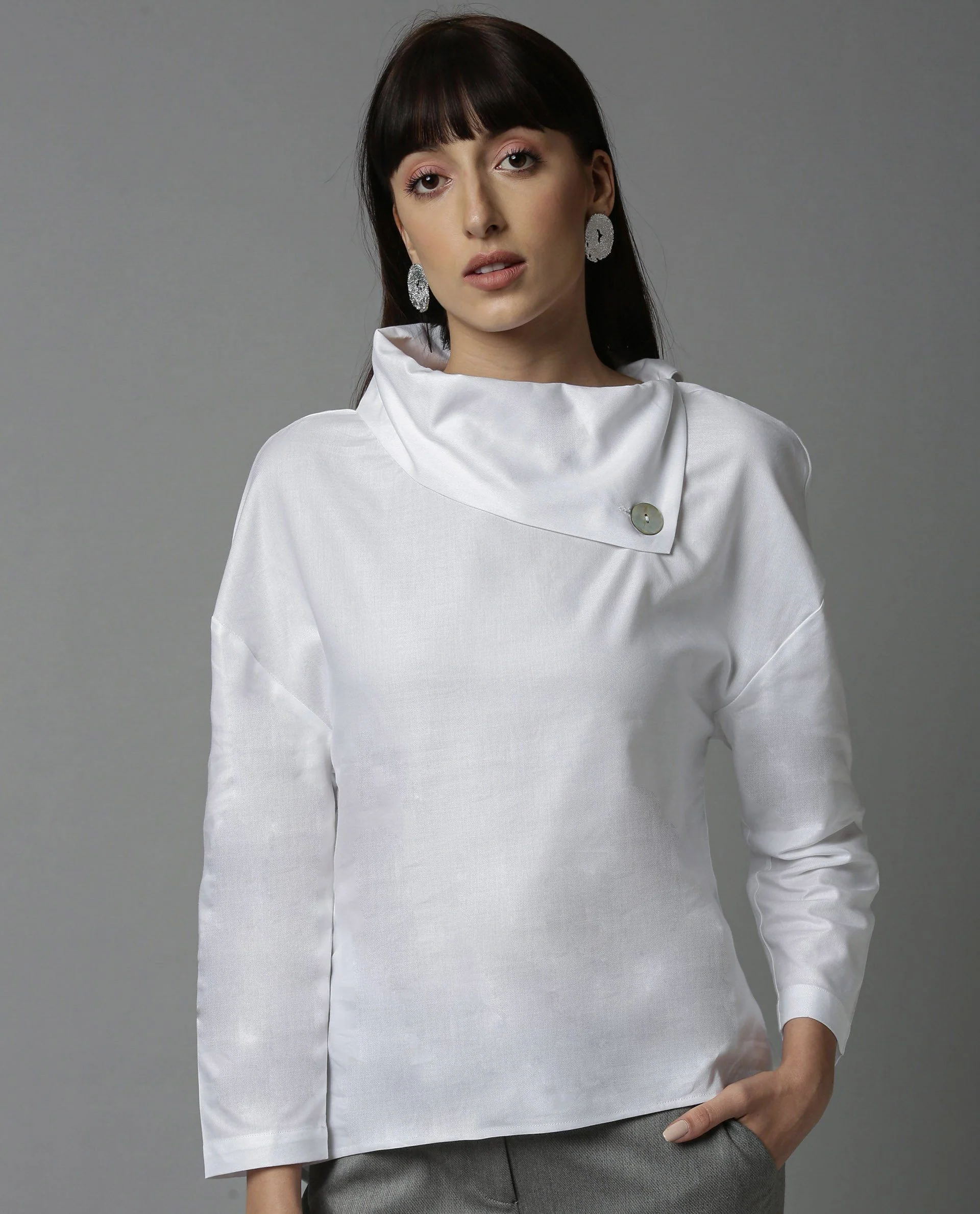 Rareism Women Grow White Top Short Sleeves Solid