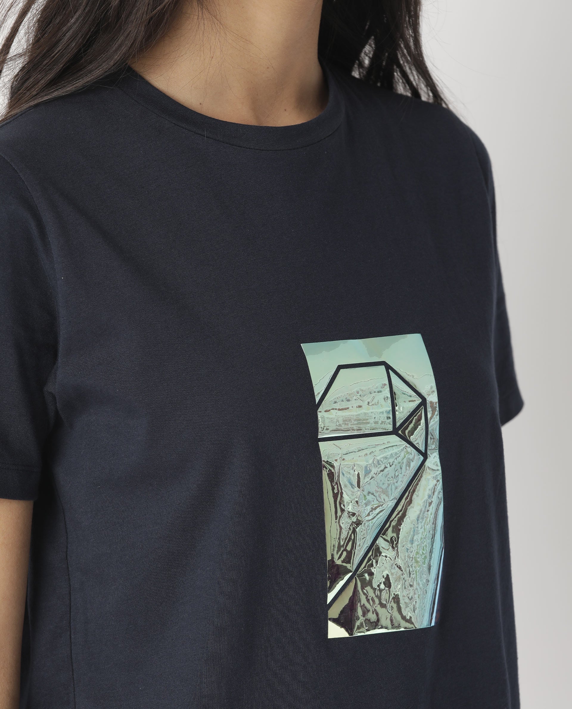 Rareism Women's Gulf Navy Cotton Crew Neck Graphic Print Regular Fit T-Shirt - Image 10