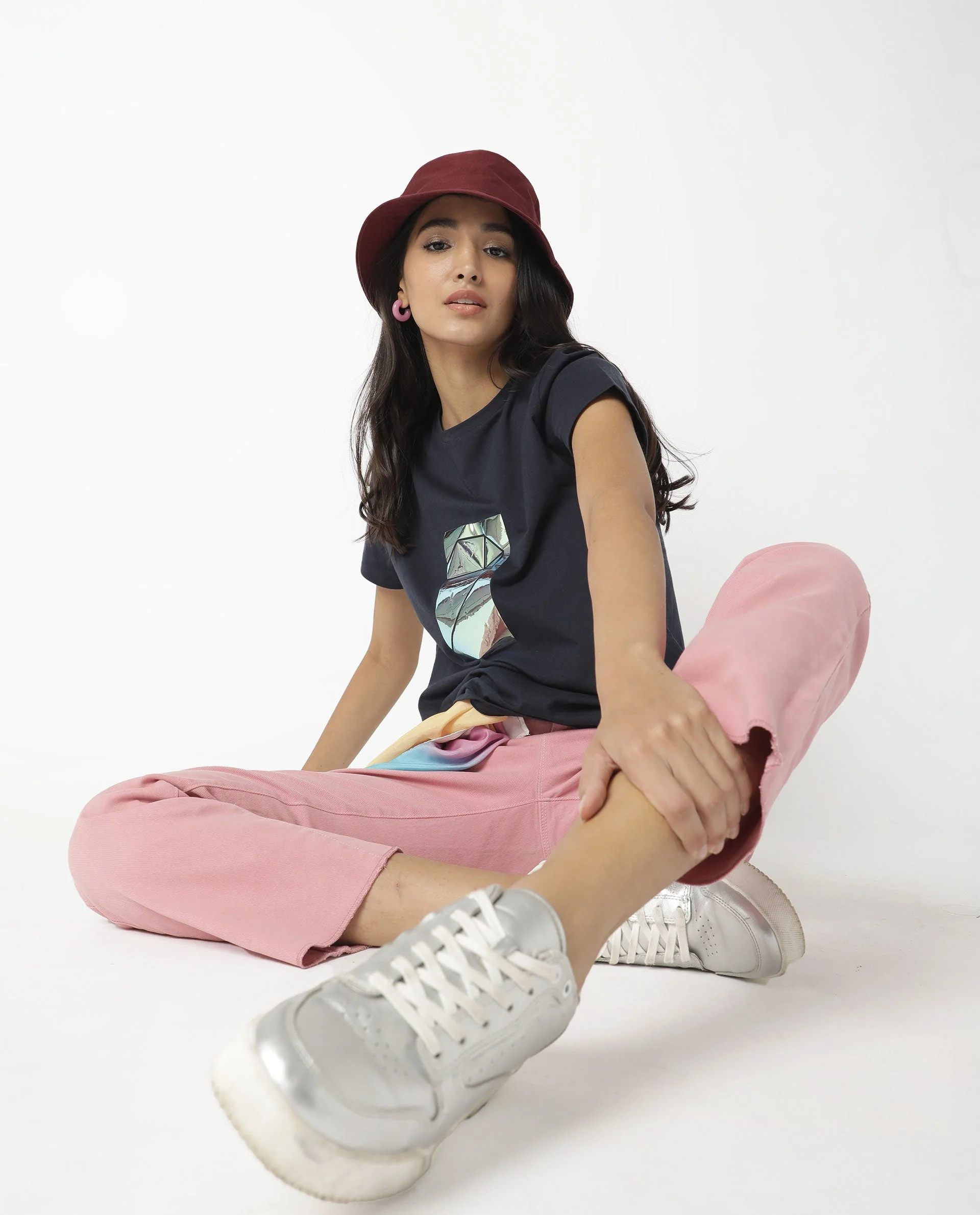 Rareism Women's Gulf Navy Cotton Crew Neck Graphic Print Regular Fit T-Shirt - Image 6