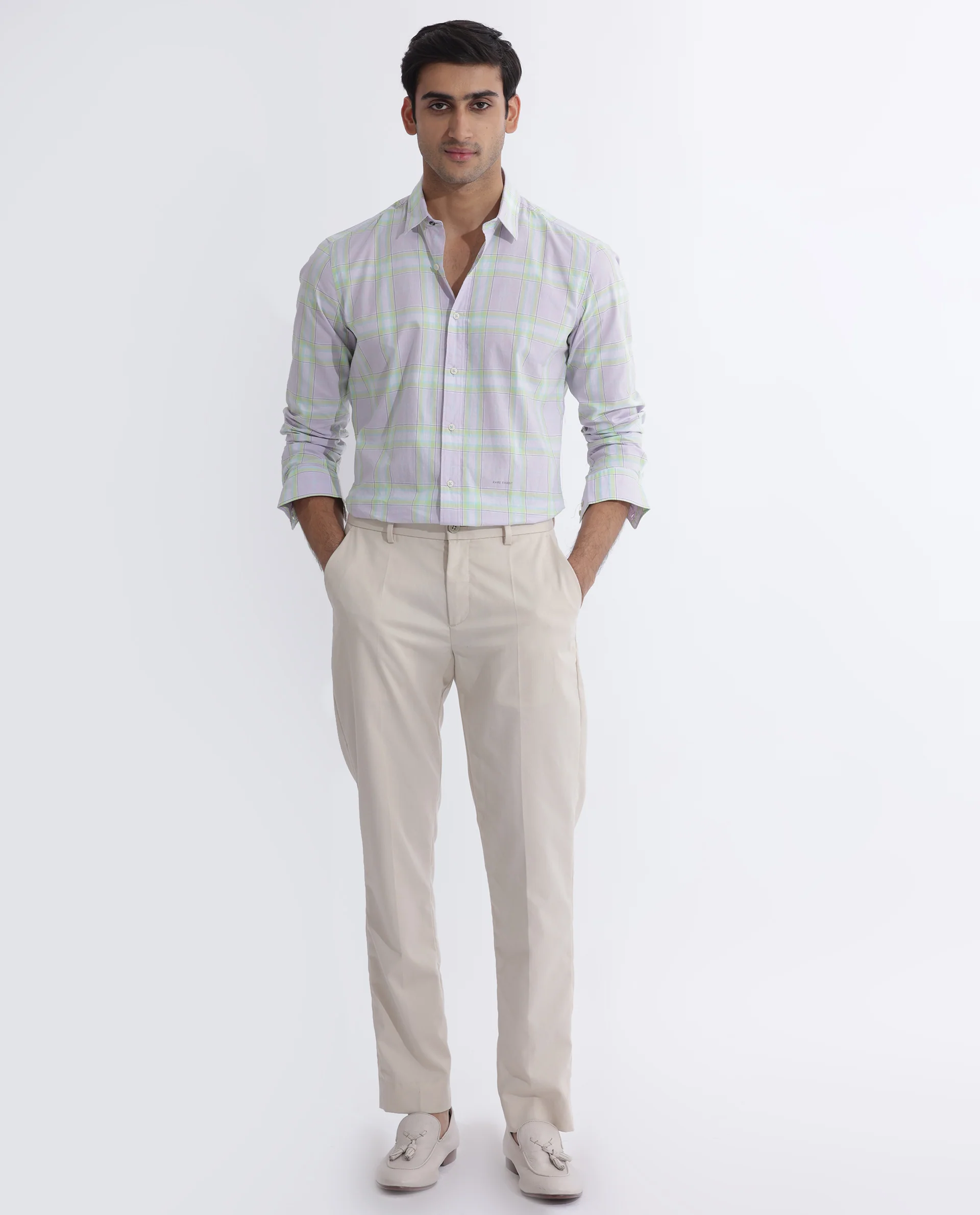 Rare Rabbit Men's Gull Purple Cotton Checked Print Regular Fit Full Sleeve Collared Shirt - Image 2