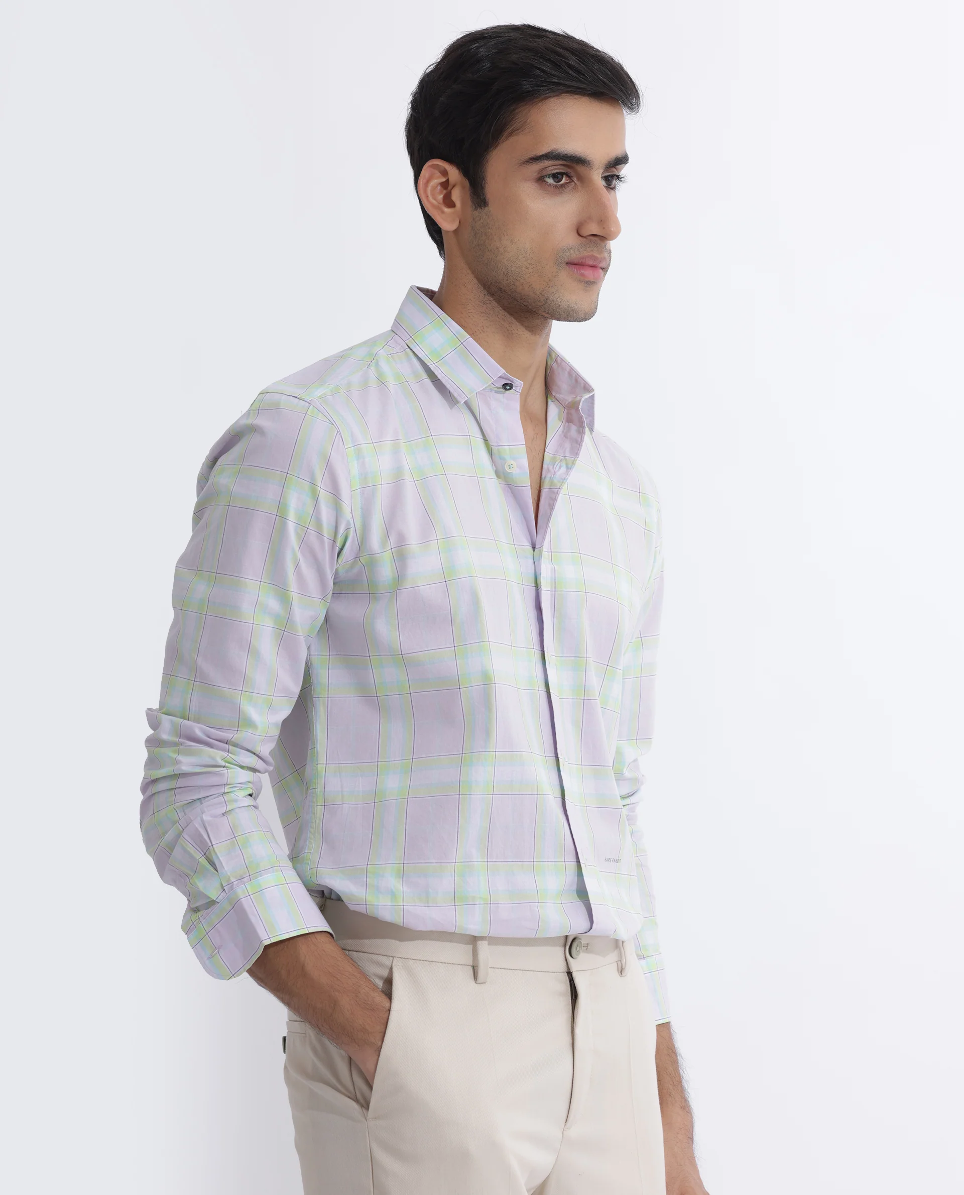 Rare Rabbit Men's Gull Purple Cotton Checked Print Regular Fit Full Sleeve Collared Shirt - Image 6