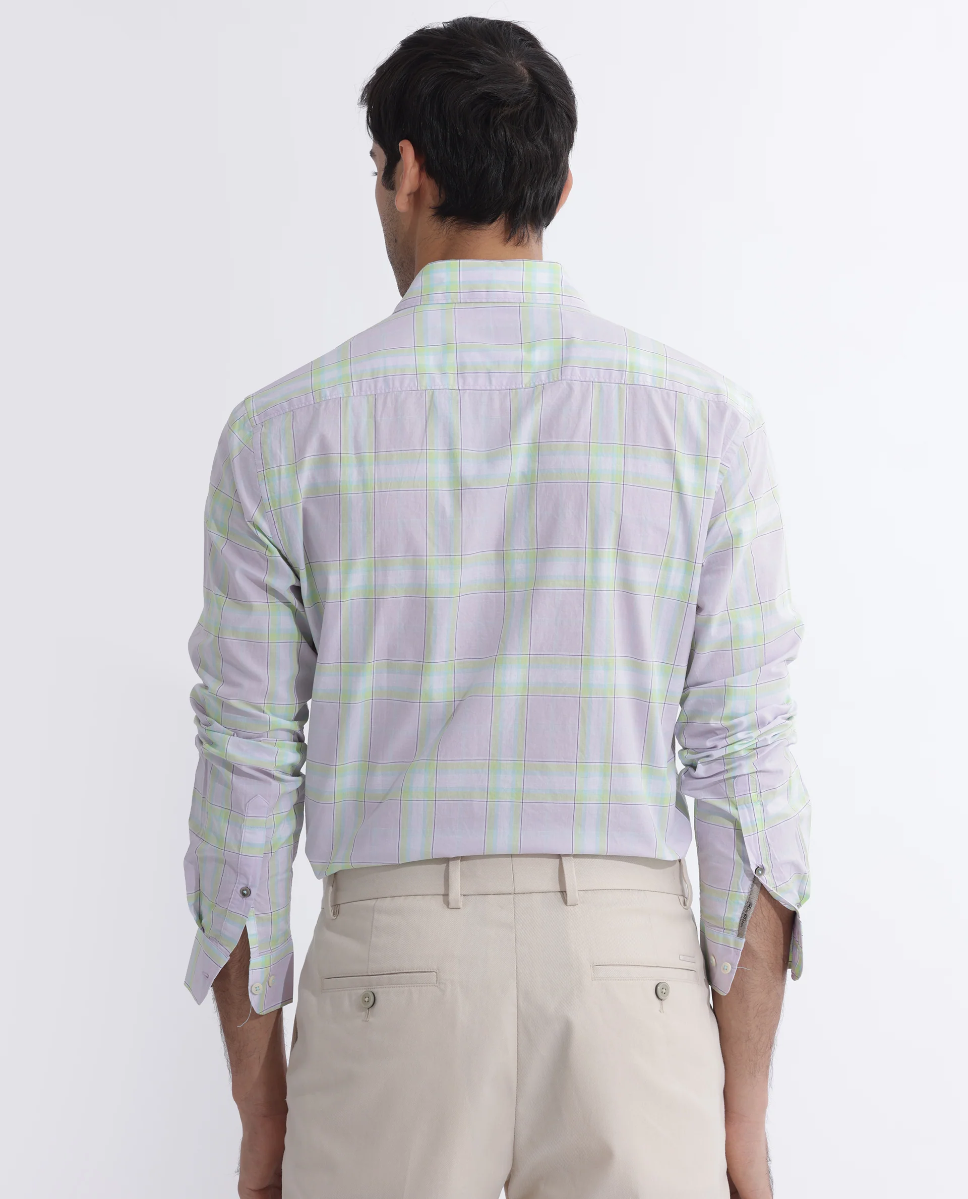Rare Rabbit Men's Gull Purple Cotton Checked Print Regular Fit Full Sleeve Collared Shirt - Image 8