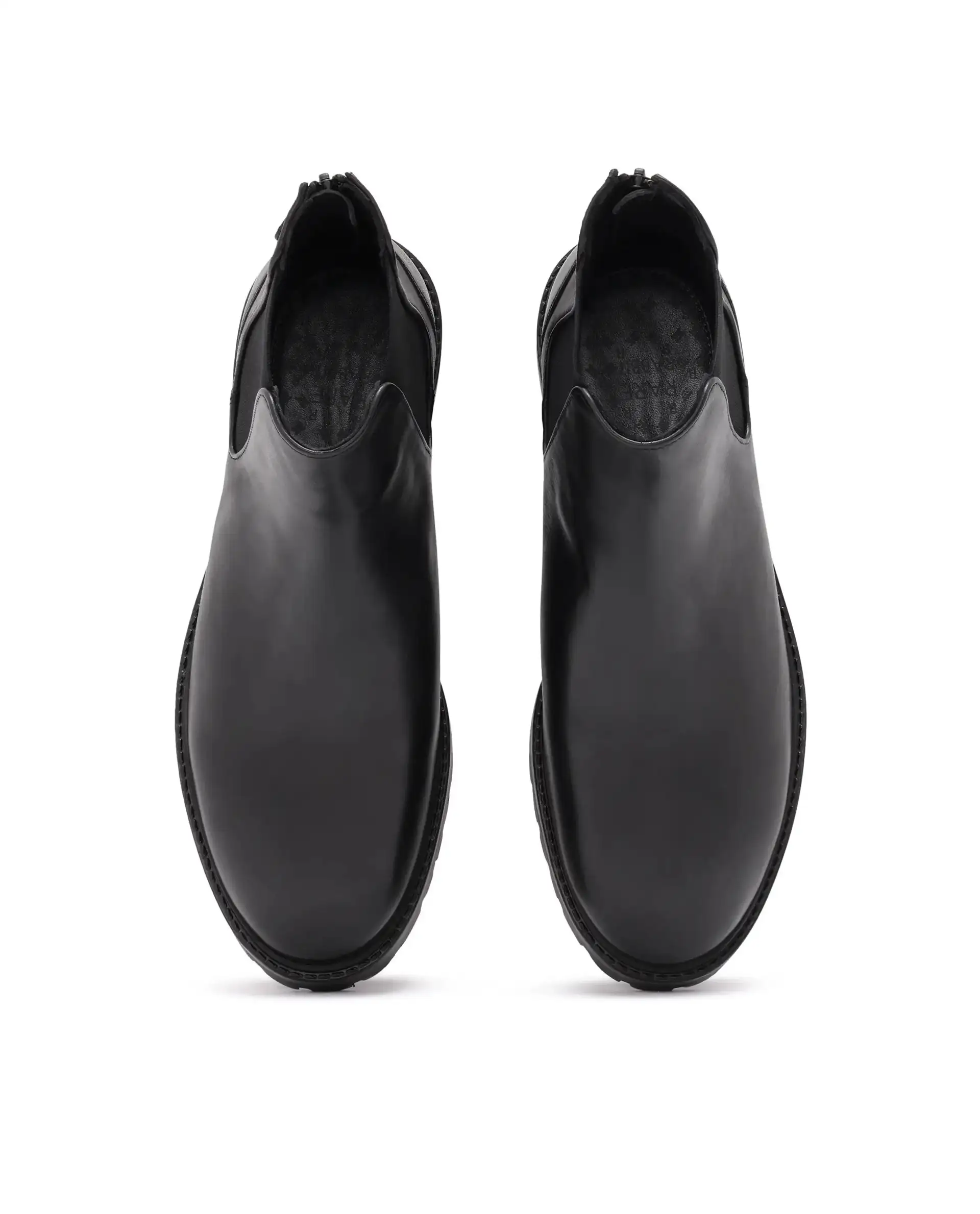 Rare Rabbit Men's Gum-1 Black Leather Fabric Chelsea Boots - Image 2