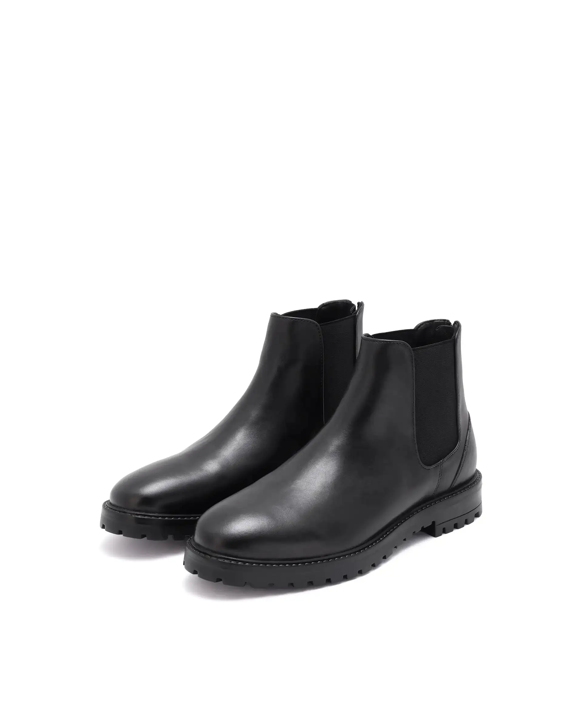 Rare Rabbit Men's Gum-1 Black Leather Fabric Chelsea Boots - Image 3