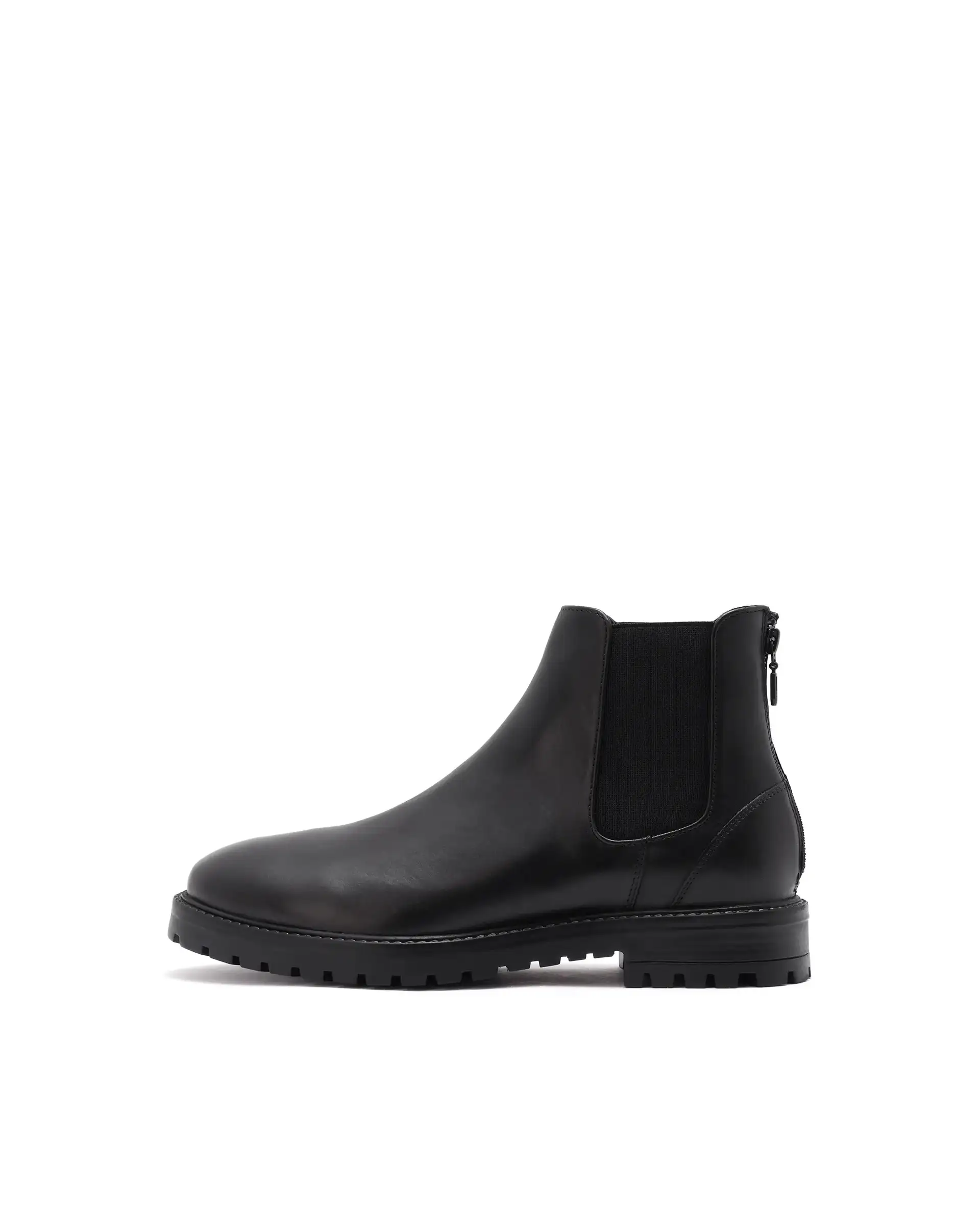 Rare Rabbit Men's Gum-1 Black Leather Fabric Chelsea Boots - Image 8