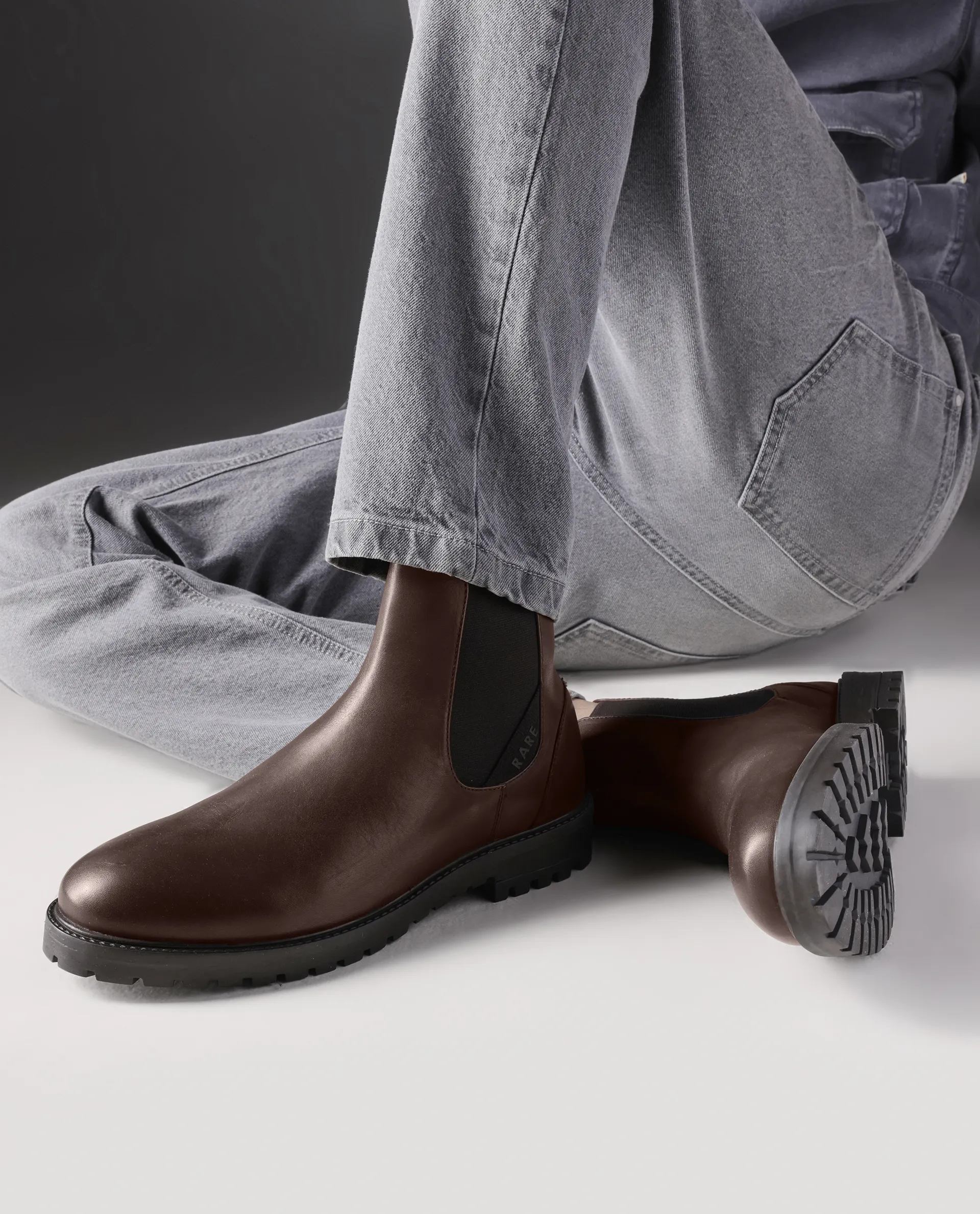 Rare Rabbit Men's Gum-1 Brown Leather Fabric Chelsea Boots - Image 2