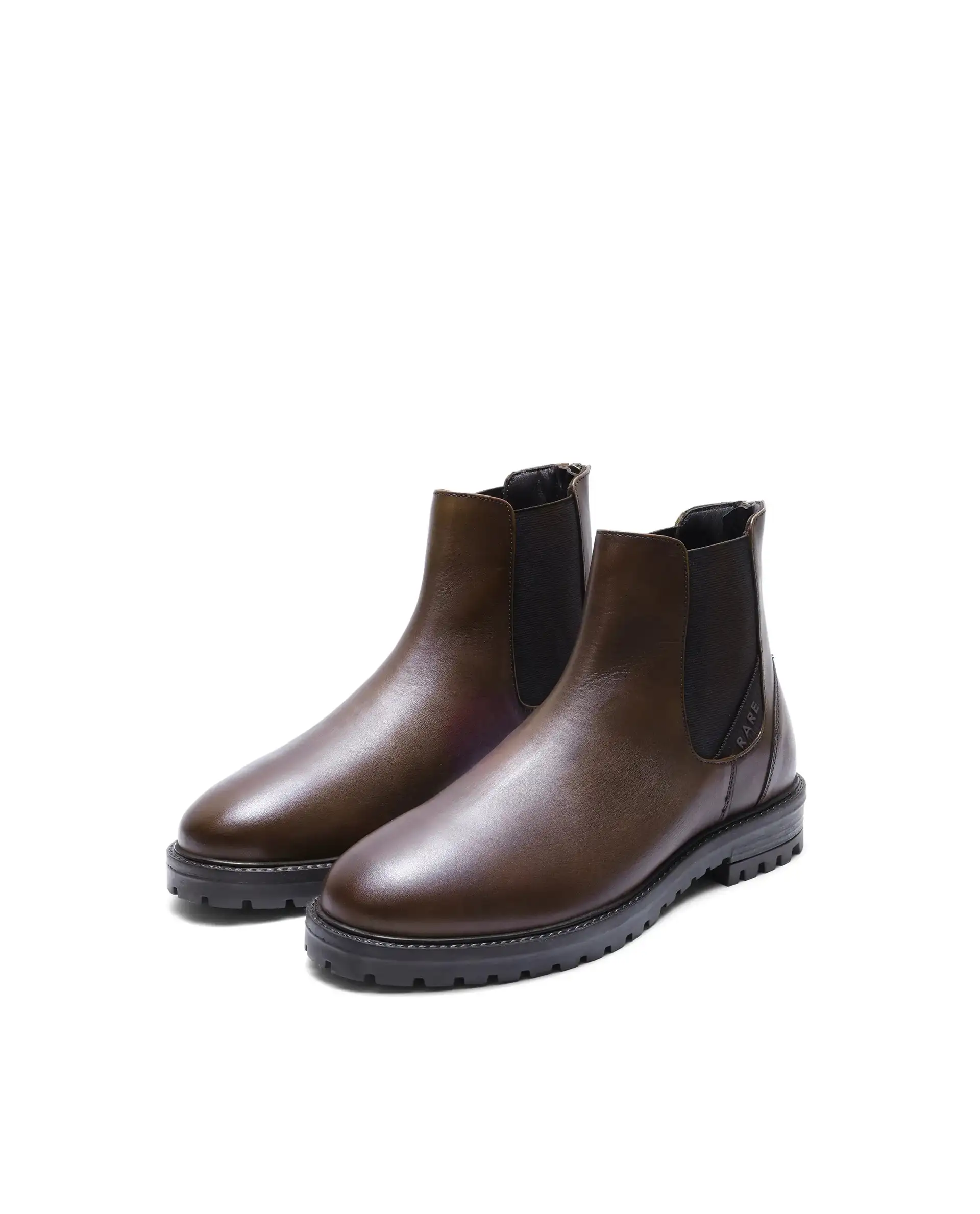 Rare Rabbit Men's Gum-1 Brown Leather Fabric Chelsea Boots - Image 3