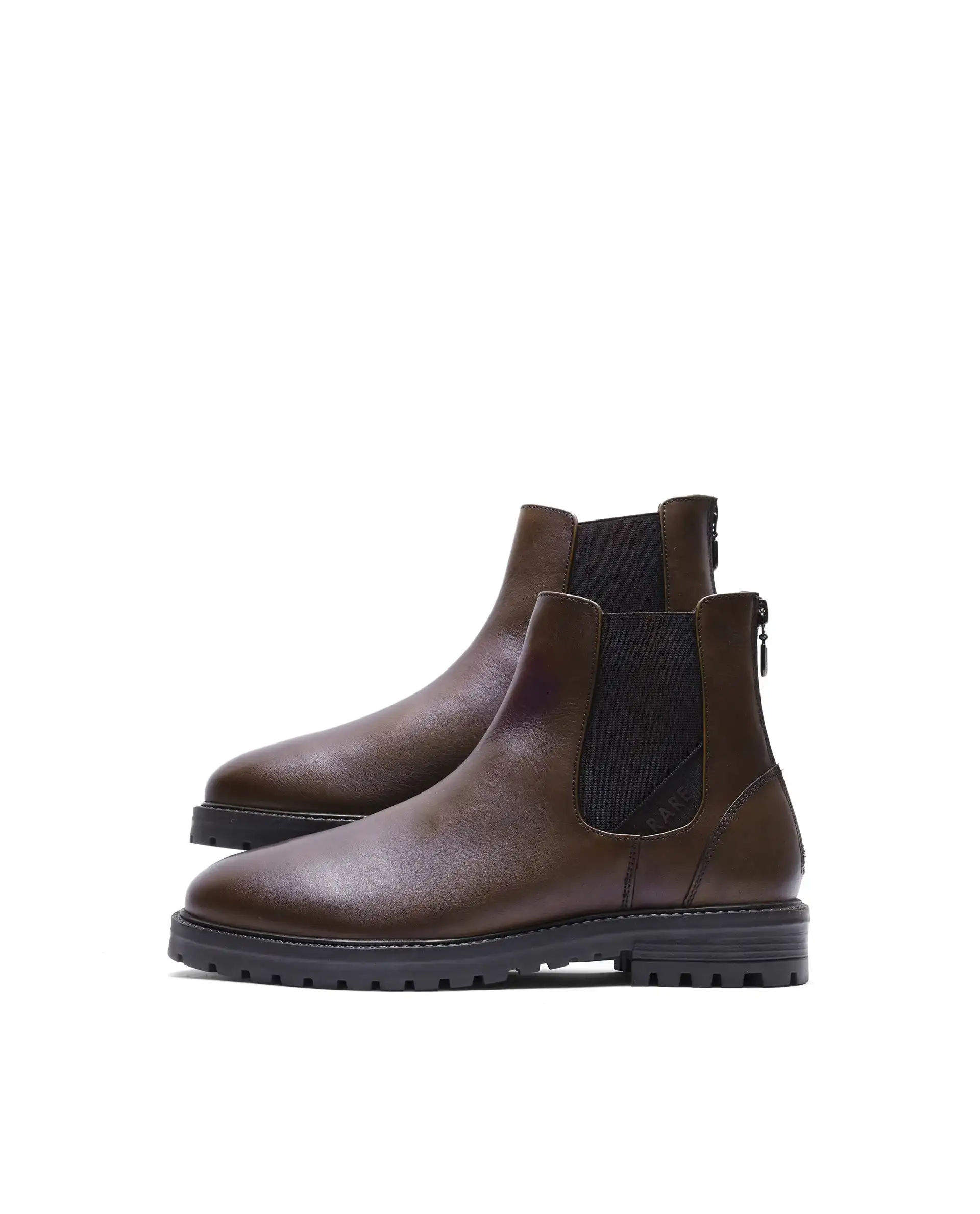 Rare Rabbit Men's Gum-1 Brown Leather Fabric Chelsea Boots - Image 5