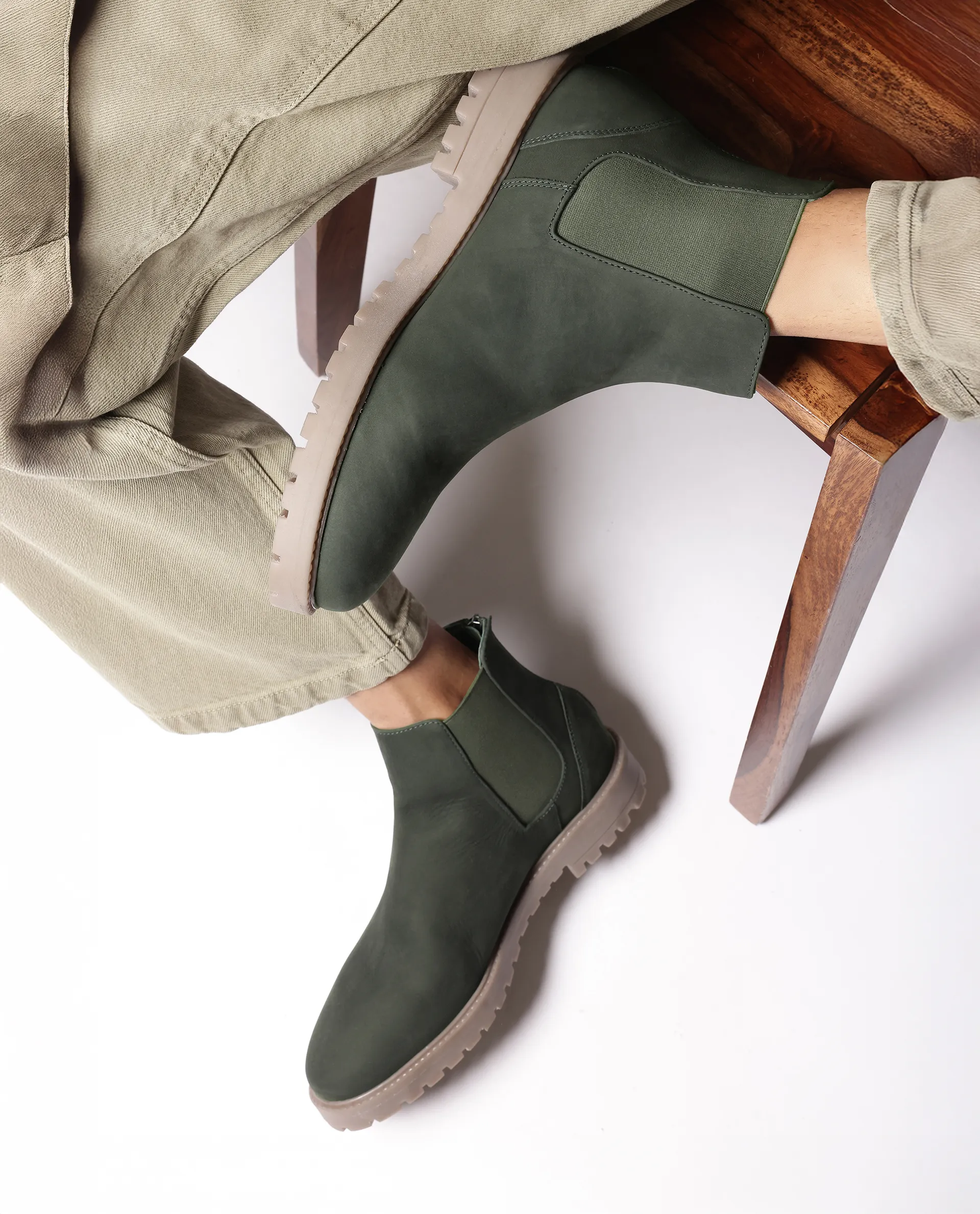 Rare Rabbit Men's Gum Pro Green Classic Chelsea Boot - Image 2