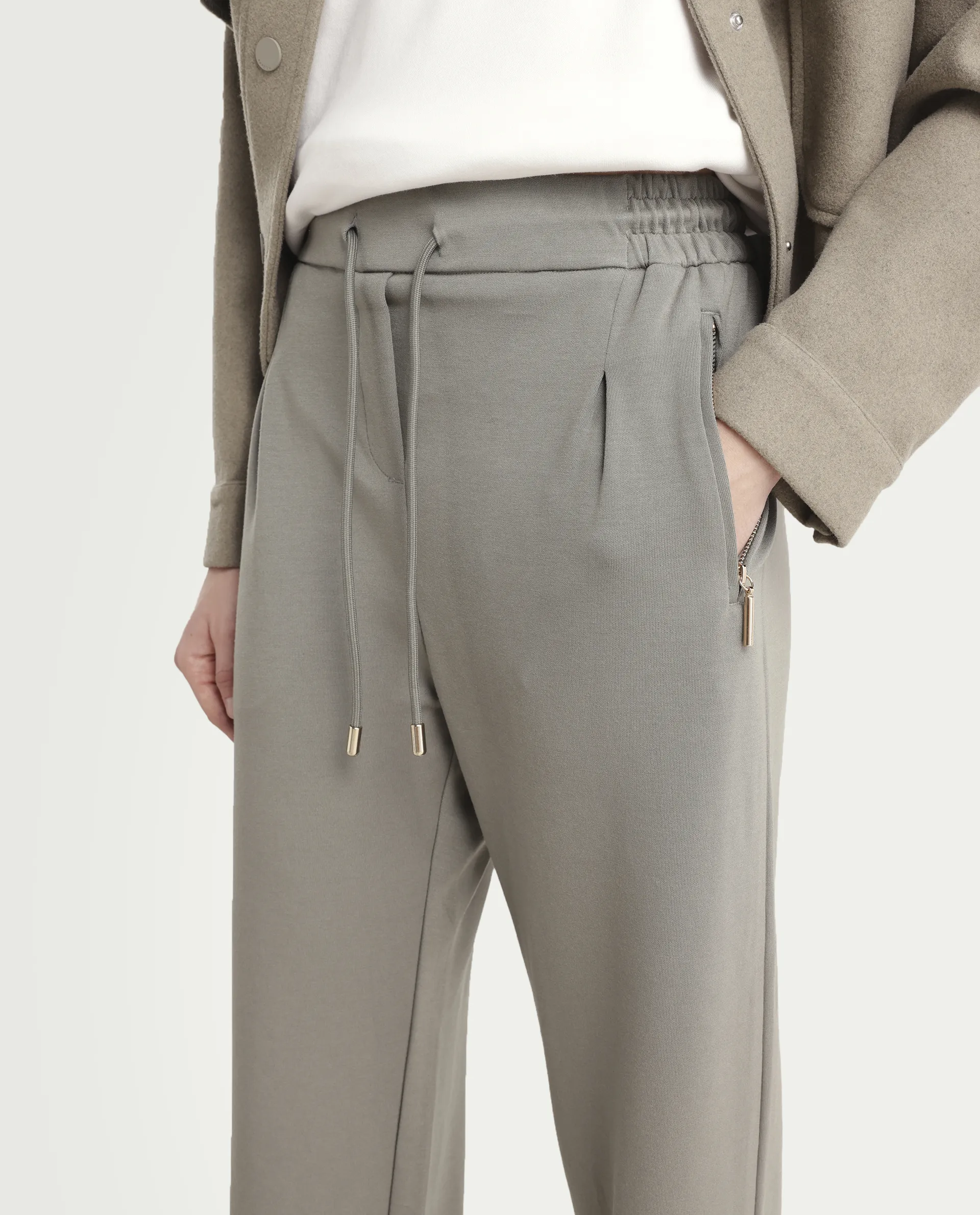 Rareism Women's Gumushane Green Modal Blend Plain Ankle Length Straight Fit Track Pant - Image 4