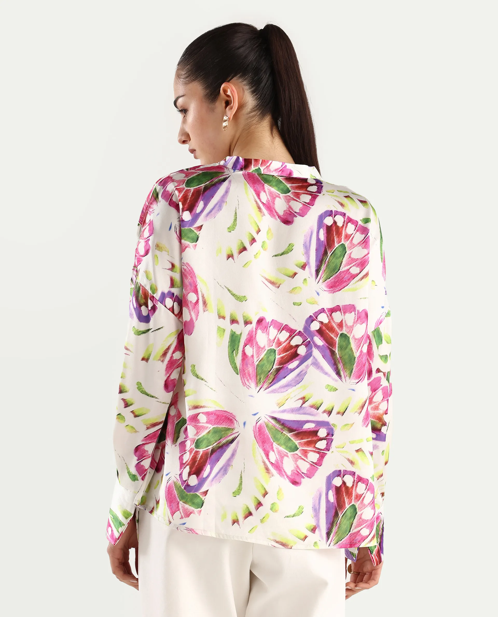 Rareism Women's Gunay Multi Polyester Polyester V-Neck Abstract Print Cuffed Sleeve Regular Fit Top - Image 7