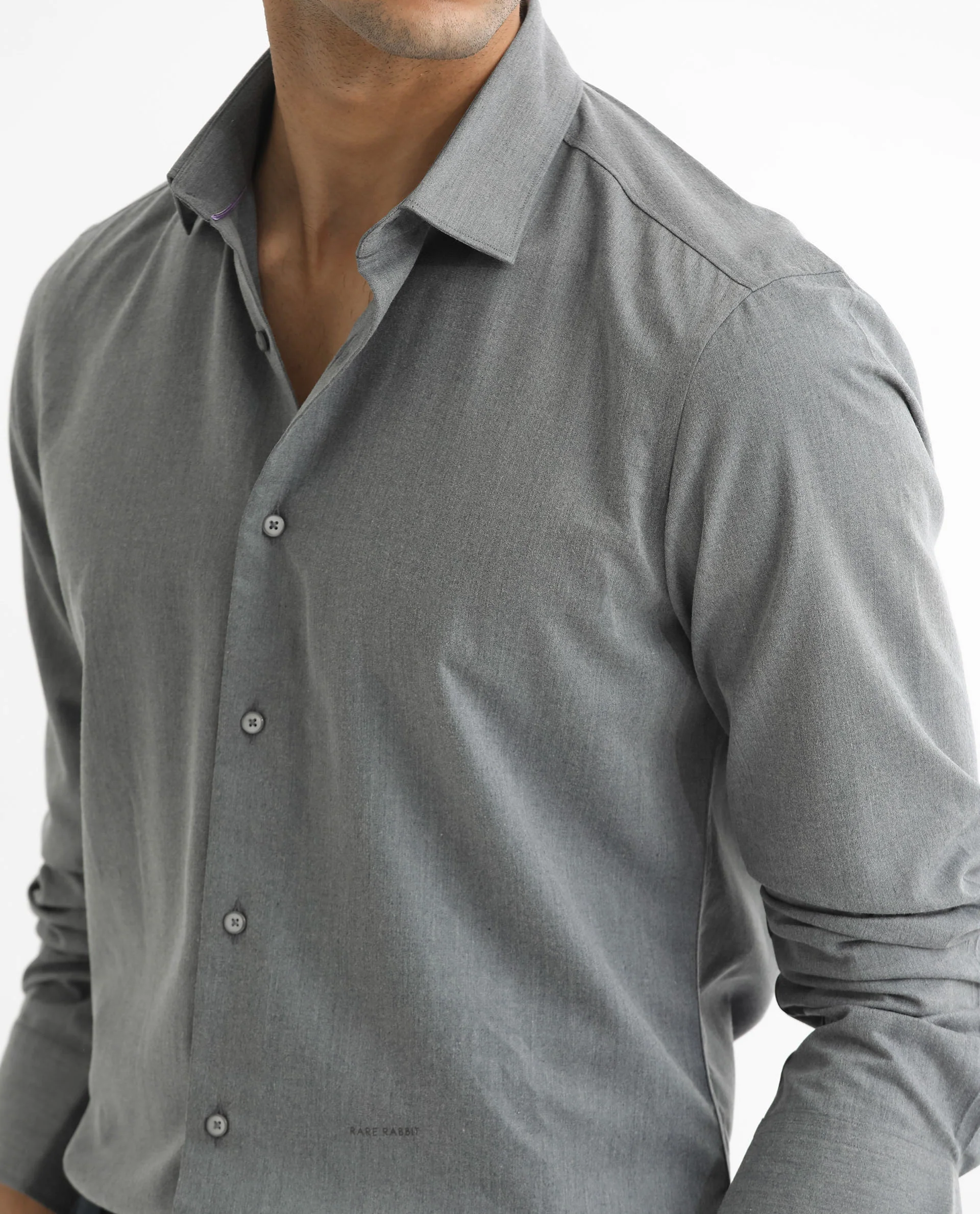 Rare Rabbit Men's Gunjan Navy Cotton Plain Regular Fit Full Sleeve Collared Shirt - Image 4