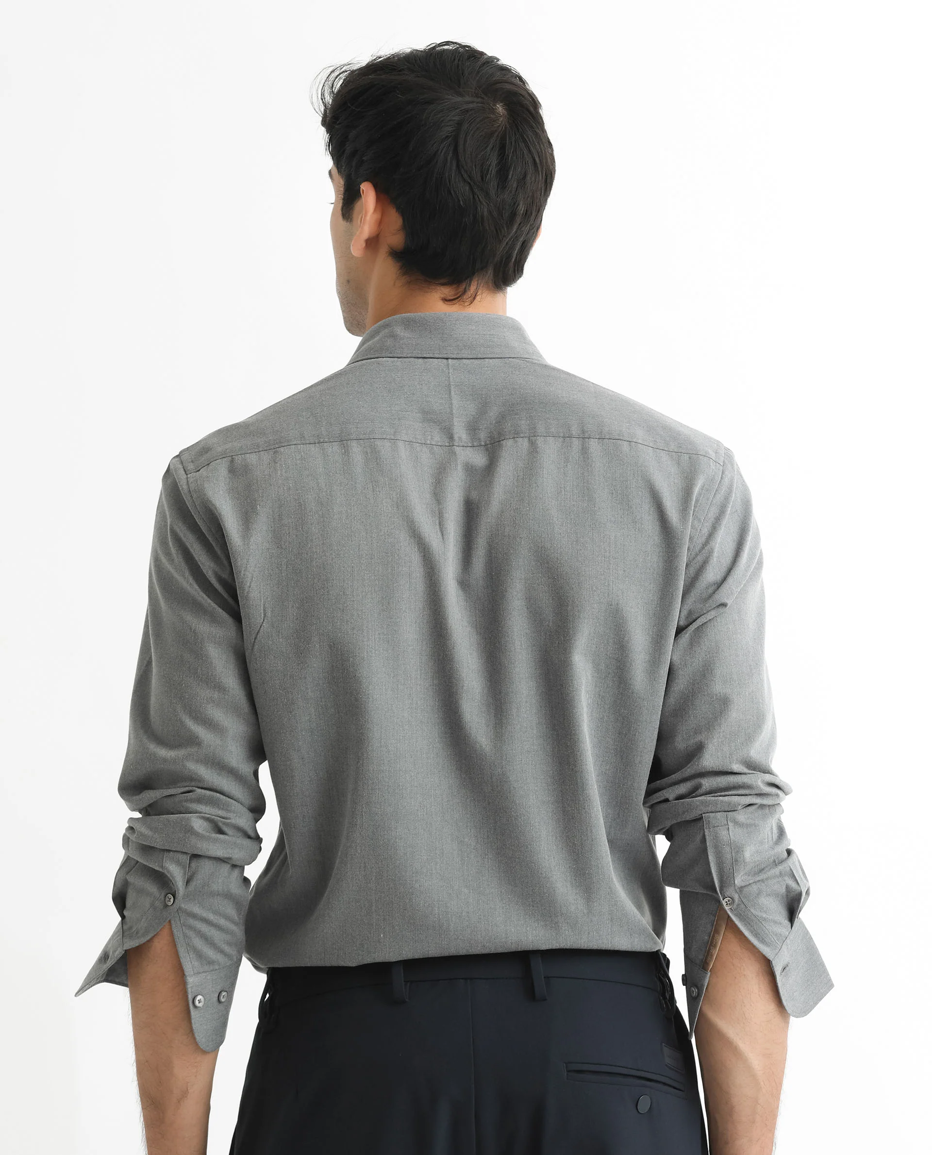 Rare Rabbit Men's Gunjan Navy Cotton Plain Regular Fit Full Sleeve Collared Shirt - Image 6