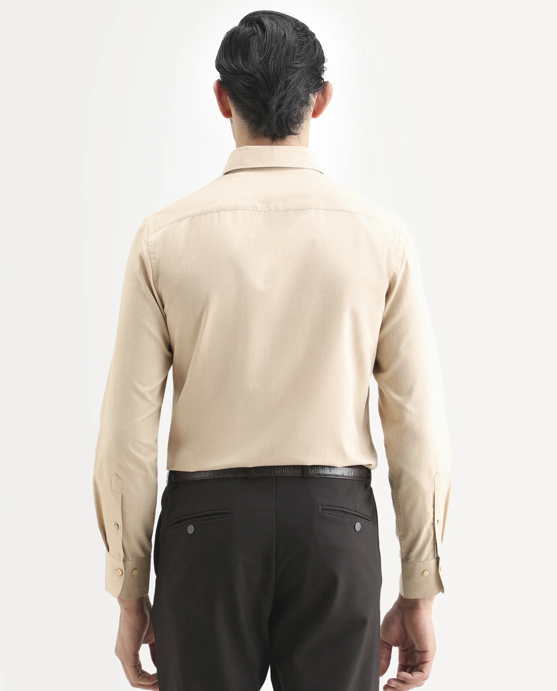 Rare Rabbit Men's Gunjo 25 Beige Polyester Blend Plain Regular Fit Full Sleeve Collared Shirt - Image 7