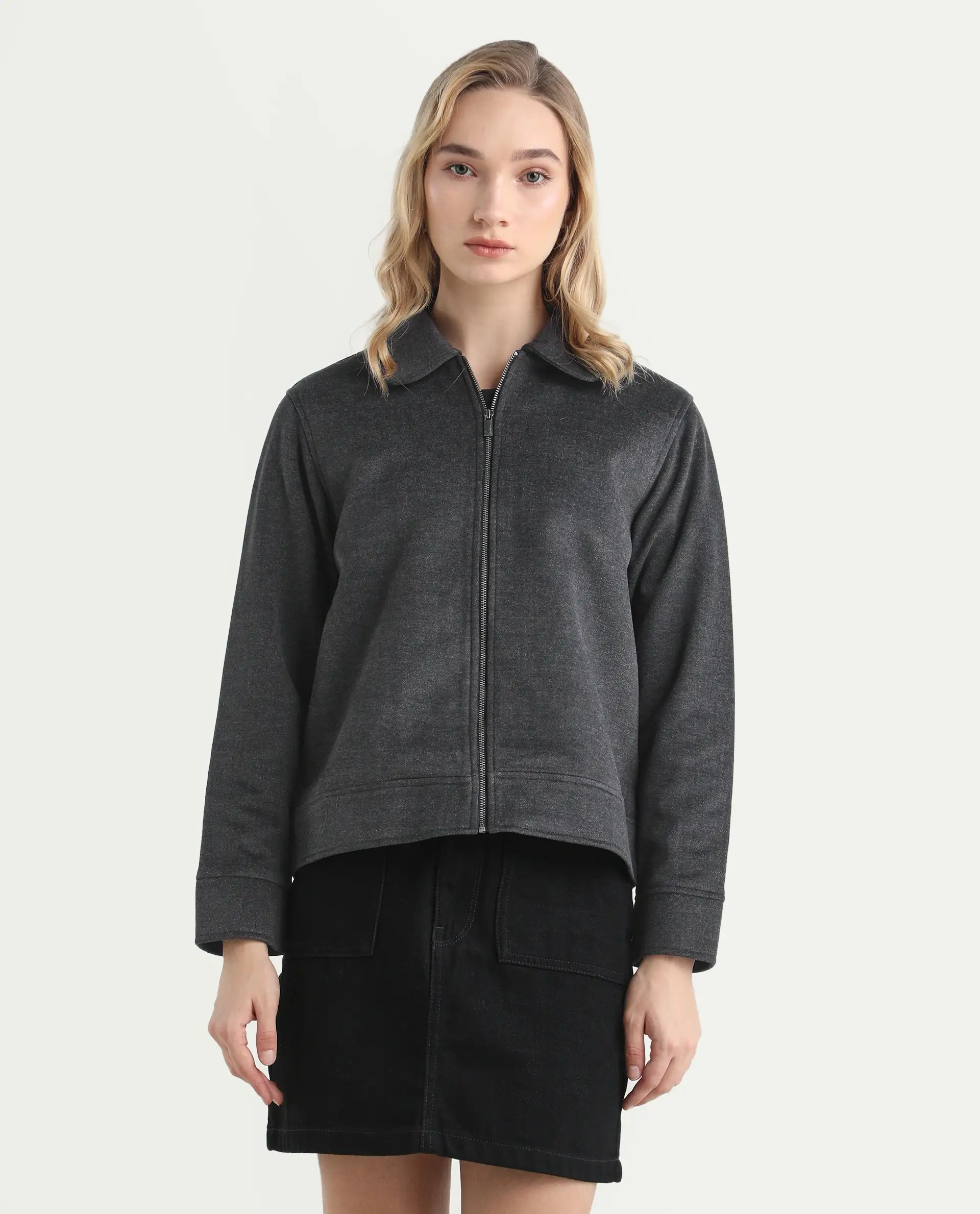 Rareism Women's Gympie Black Spread Collar Plain Cuffed Sleeve Regular Fit Jacket - Image 4