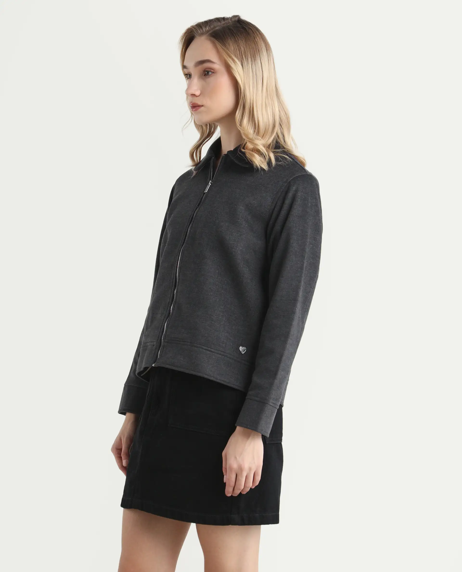 Rareism Women's Gympie Black Spread Collar Plain Cuffed Sleeve Regular Fit Jacket - Image 5