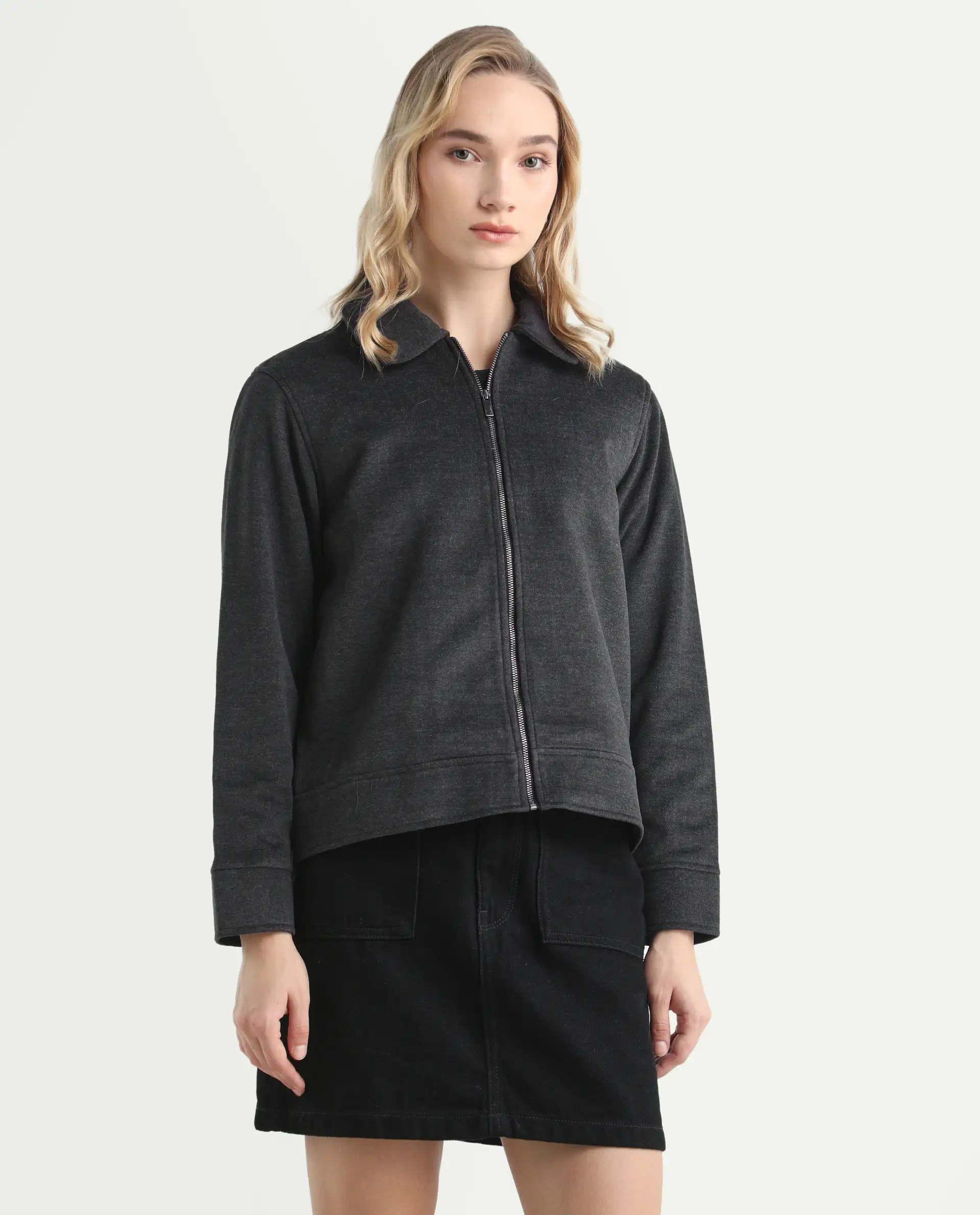 Rareism Women's Gympie Black Spread Collar Plain Cuffed Sleeve Regular Fit Jacket - Image 6