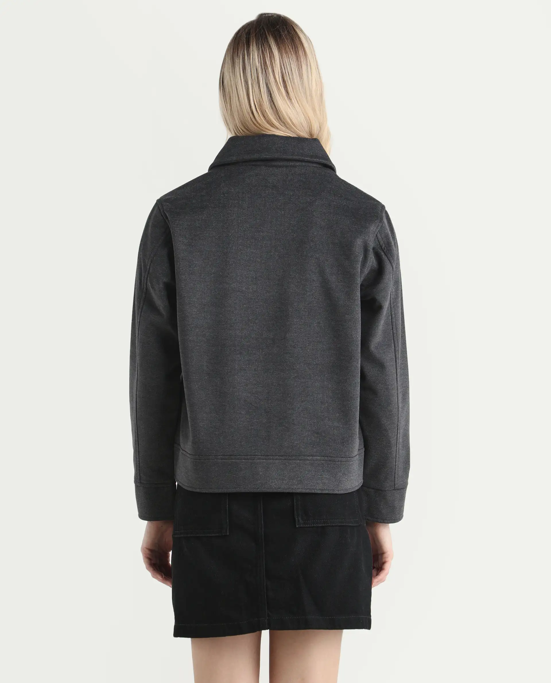 Rareism Women's Gympie Black Spread Collar Plain Cuffed Sleeve Regular Fit Jacket - Image 7